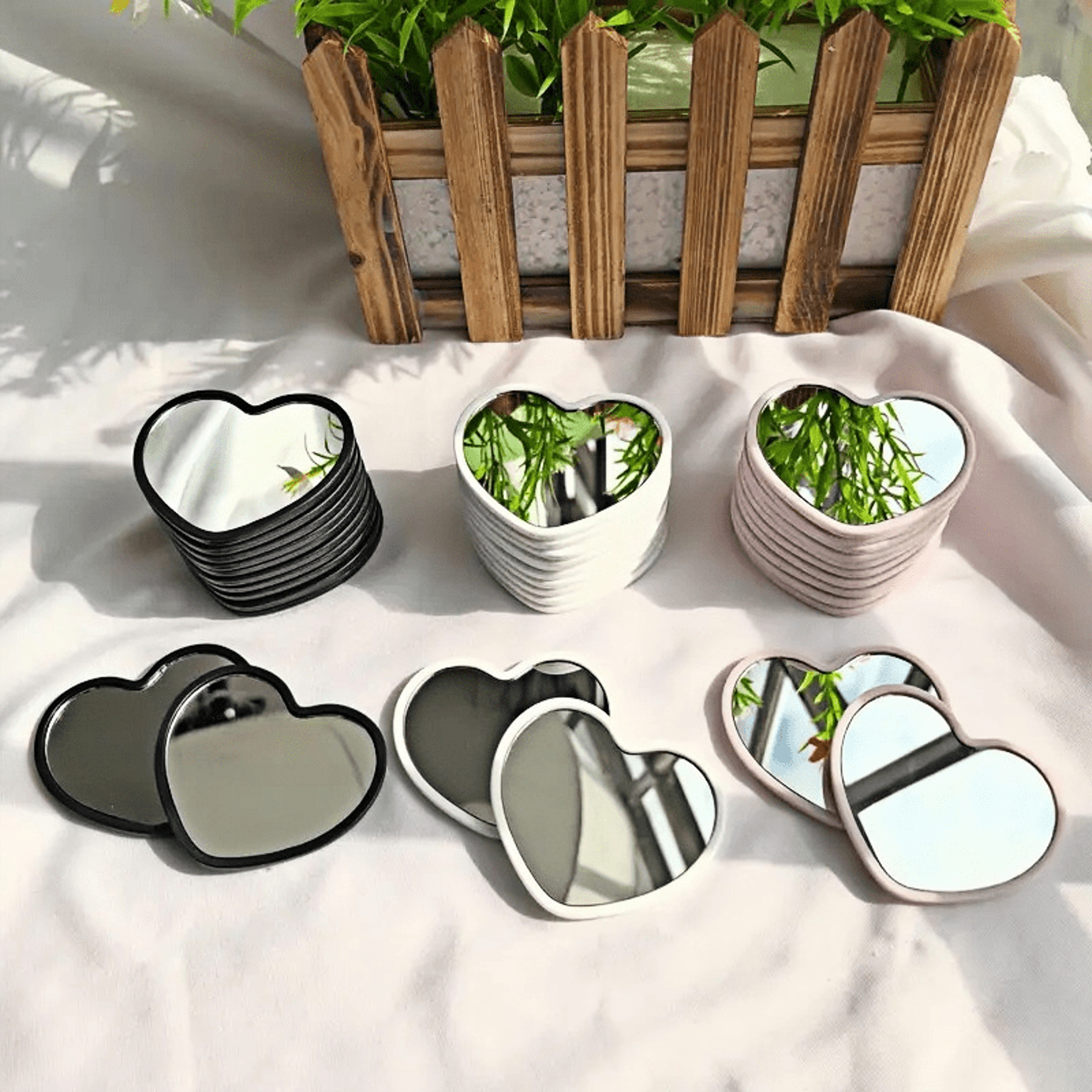 heart shaped makeup mirror set mini travel pocket beauty mirrors for gifts & party favors