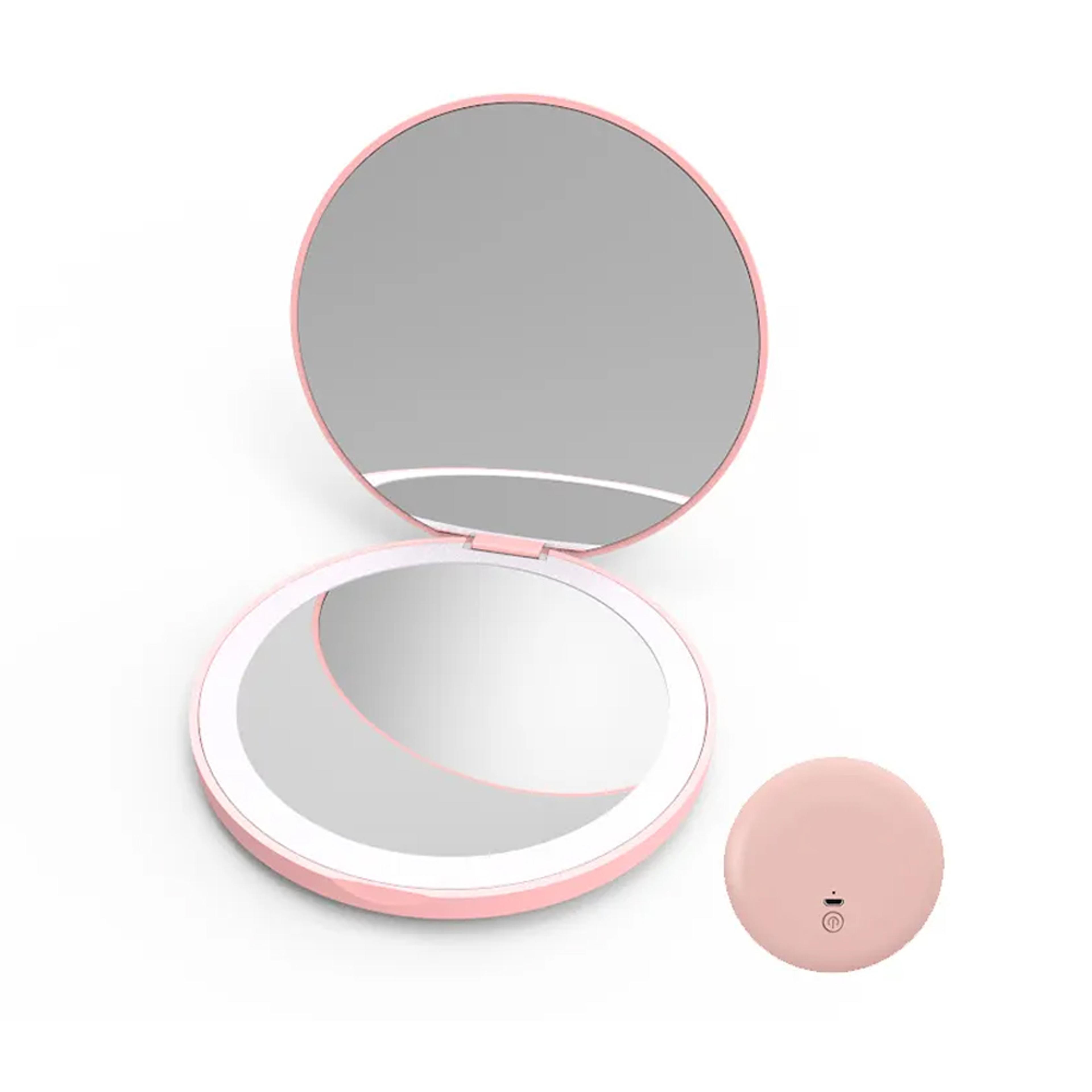 led compact mirror with light dual sided folding travel makeup mirror for purse
