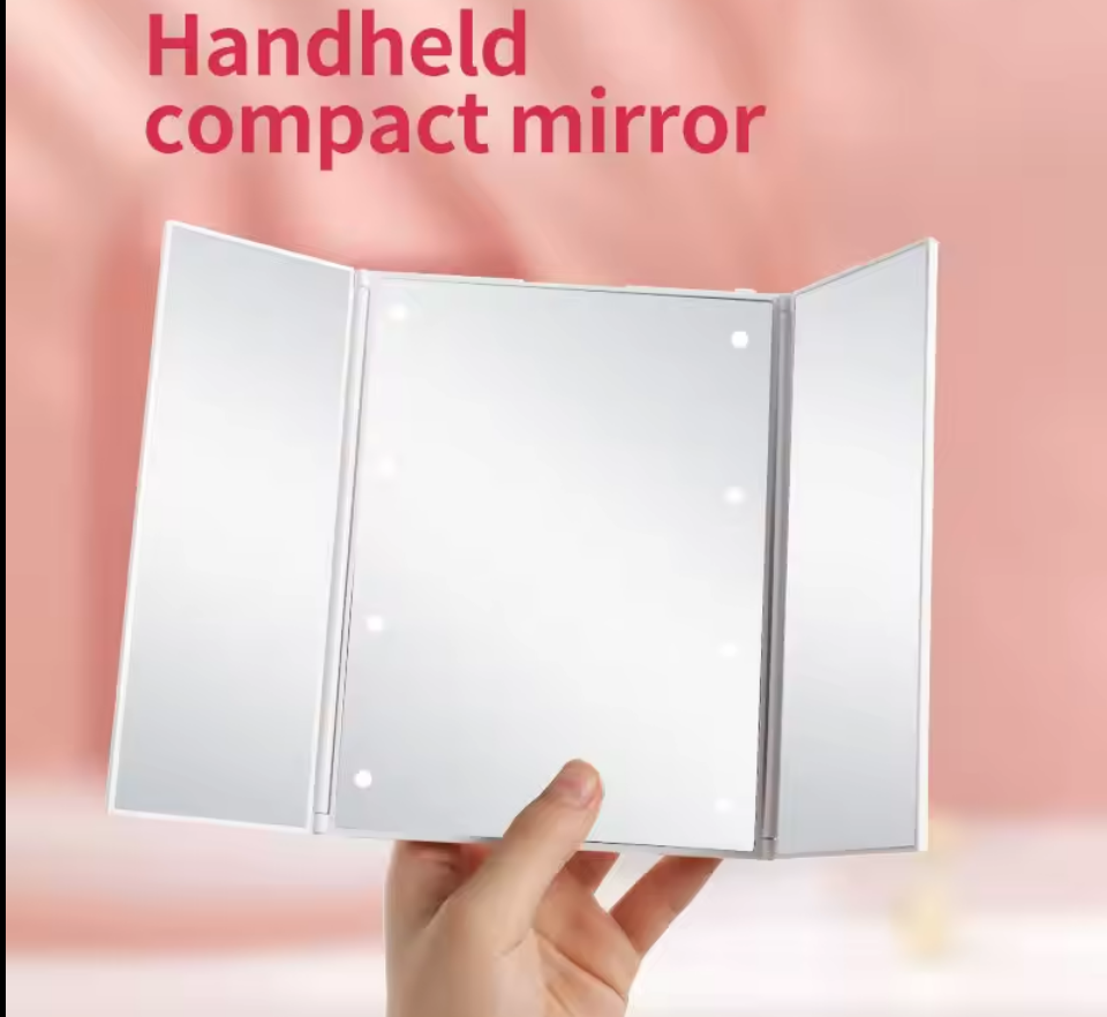 portable led makeup mirror tri fold travel vanity mirror with adjustable stand & light