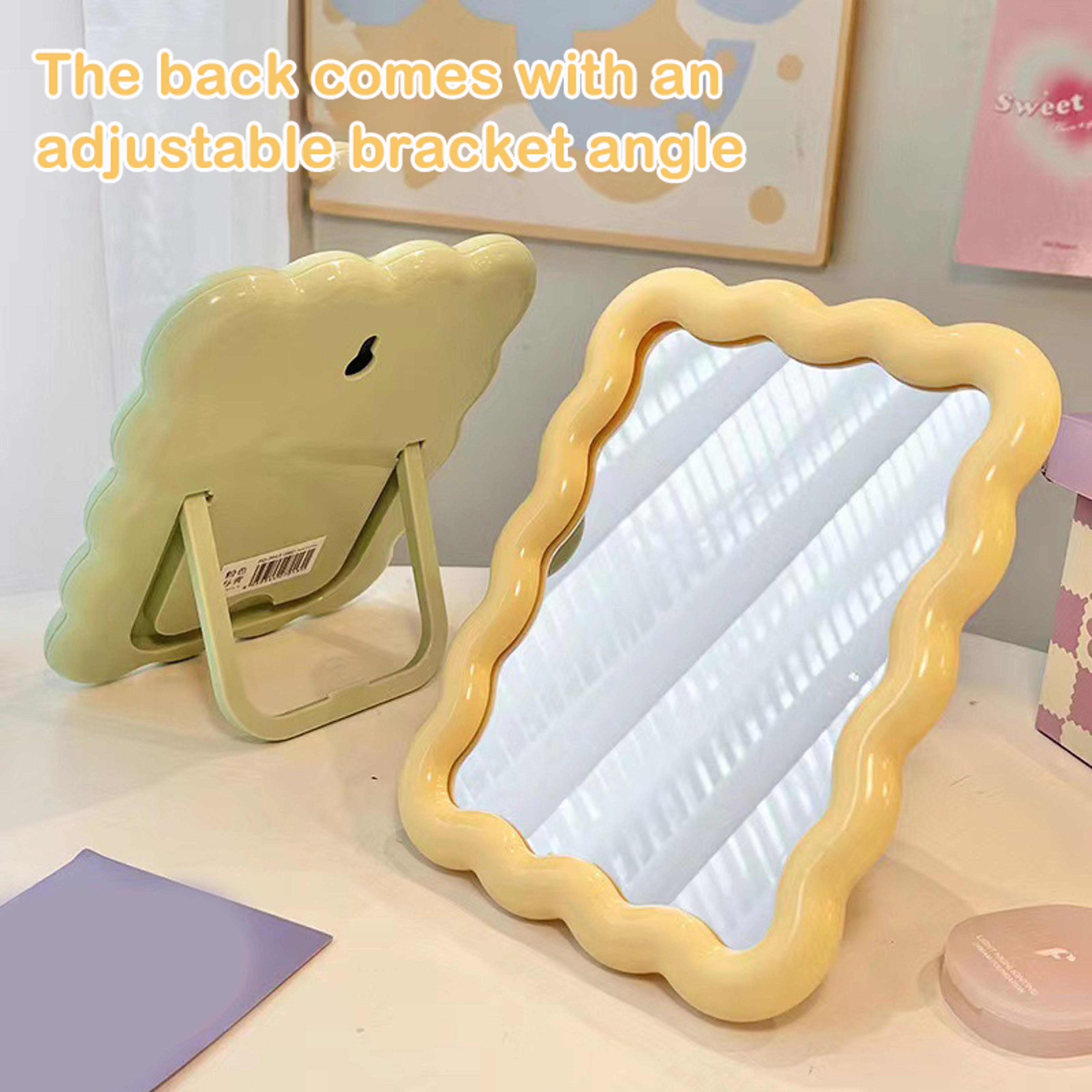 cute desktop makeup mirror foldable portable vanity mirror with wall mount stand