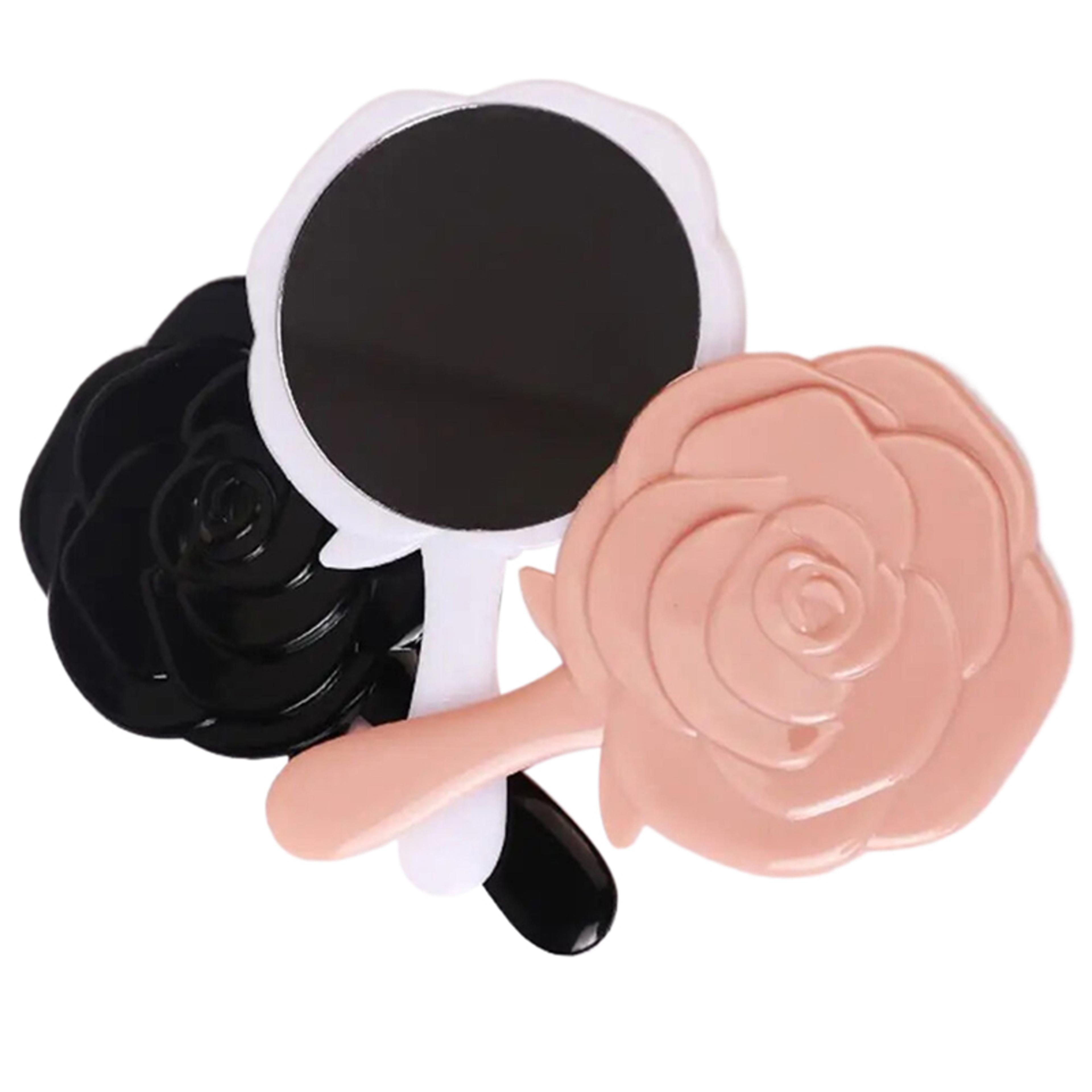vintage rose handheld vanity mirror floral portable makeup mirror for travel, vanity & gifts