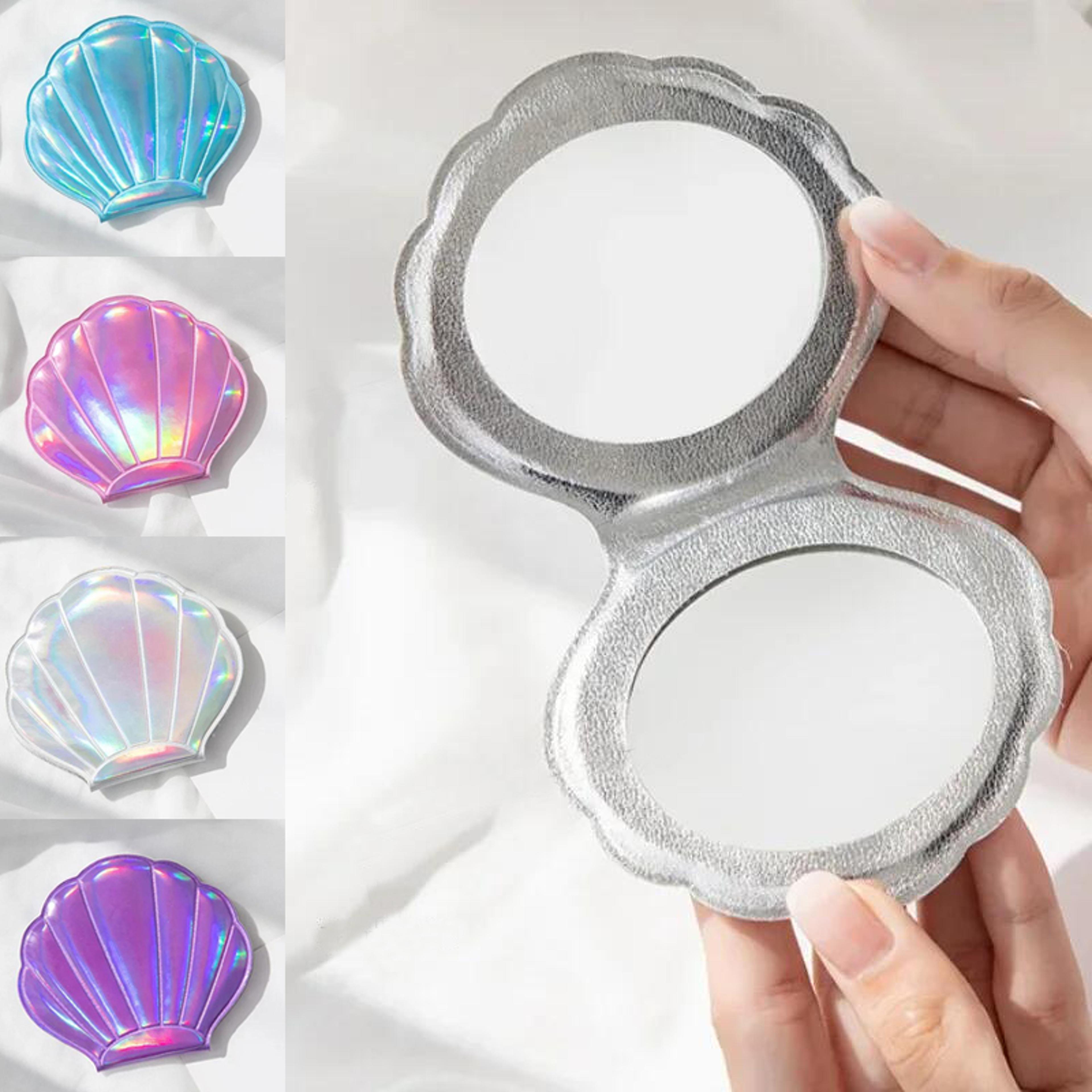 dream laser shell compact makeup mirror with 2x magnifying travel pocket mirror