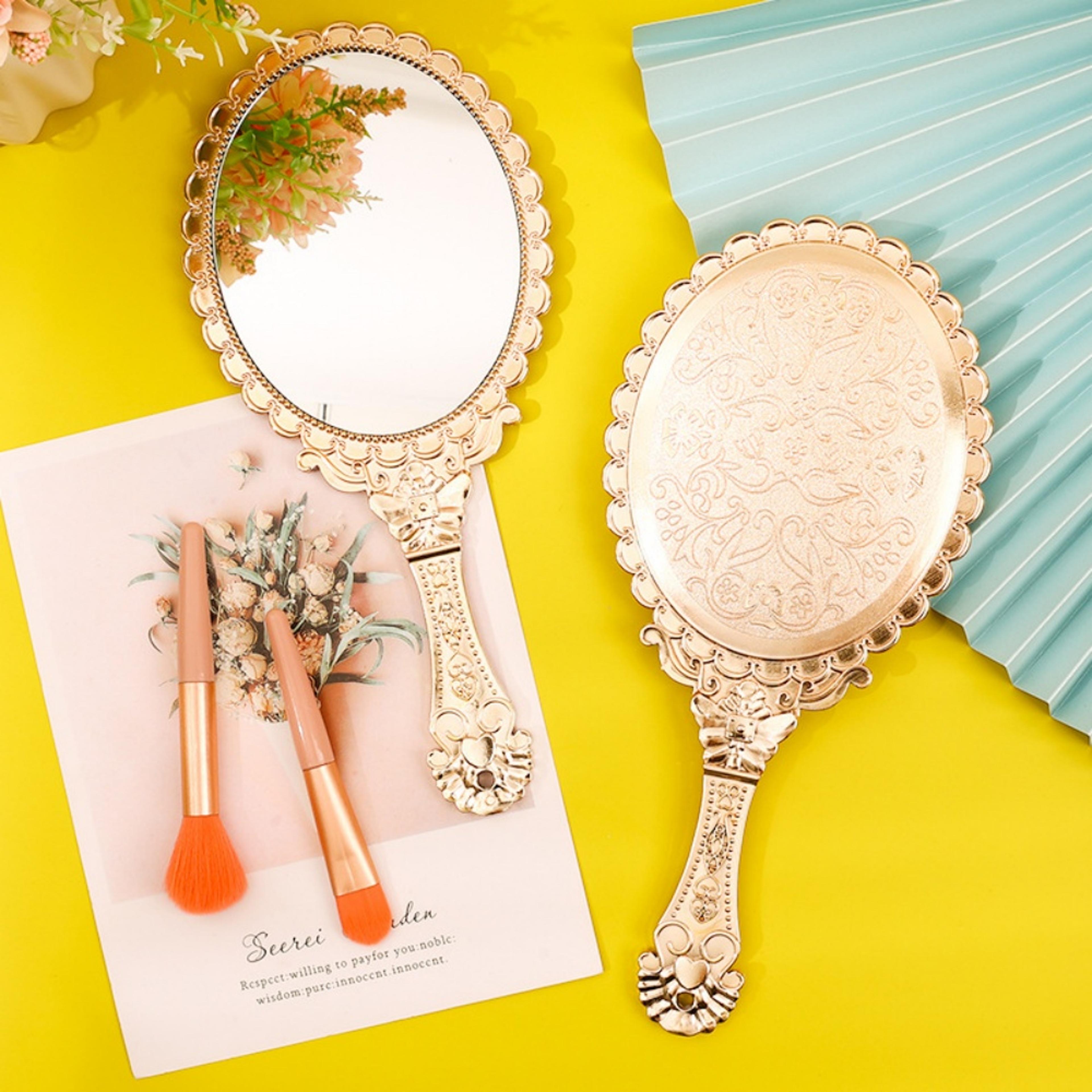 vintage handheld makeup mirror portable retro cosmetic vanity mirror with baroque court design