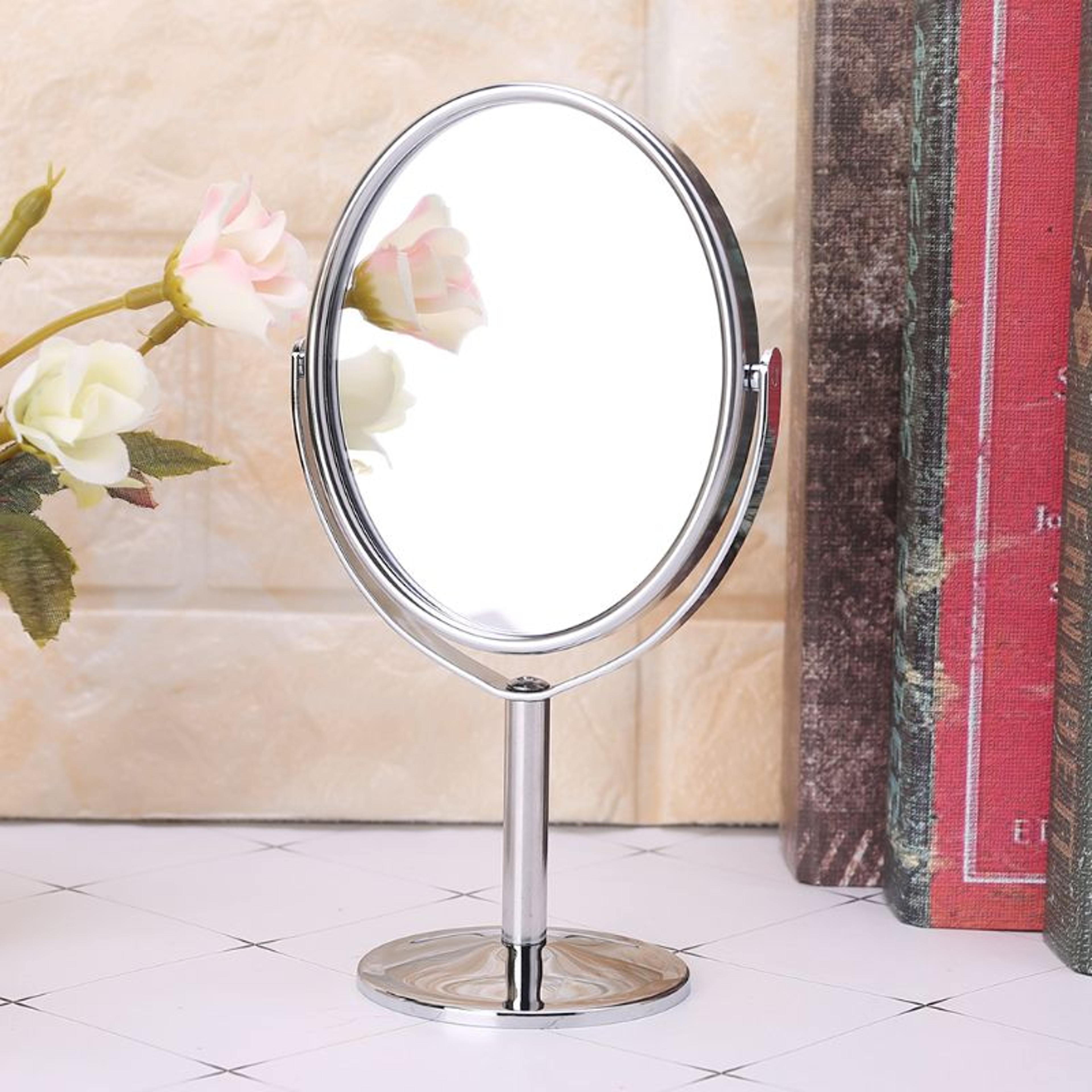 elegant double sided makeup mirror with stand metal vanity mirror for makeup, grooming & daily beauty