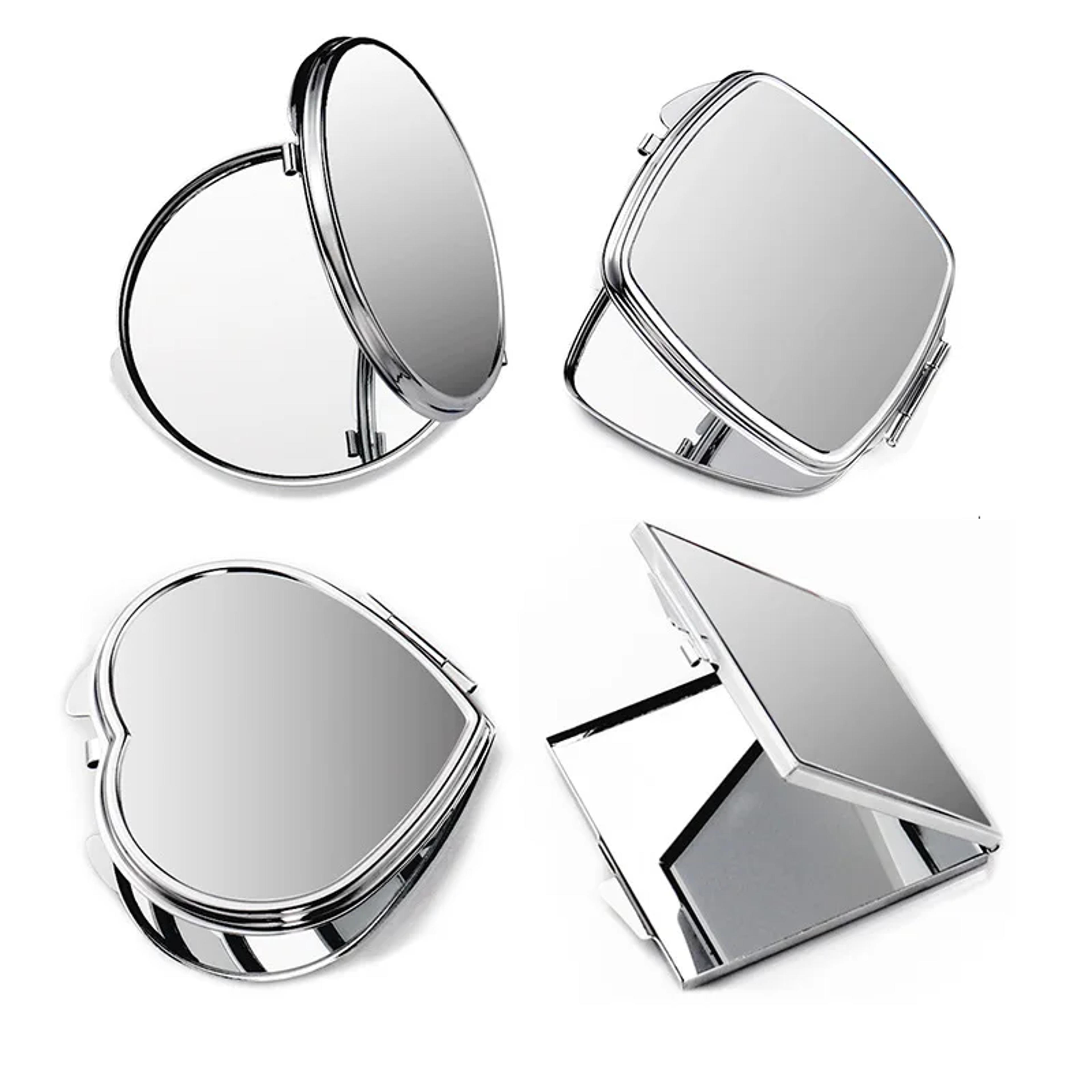 portable compact makeup mirror stainless steel folding pocket mirror for travel & daily touch-ups
