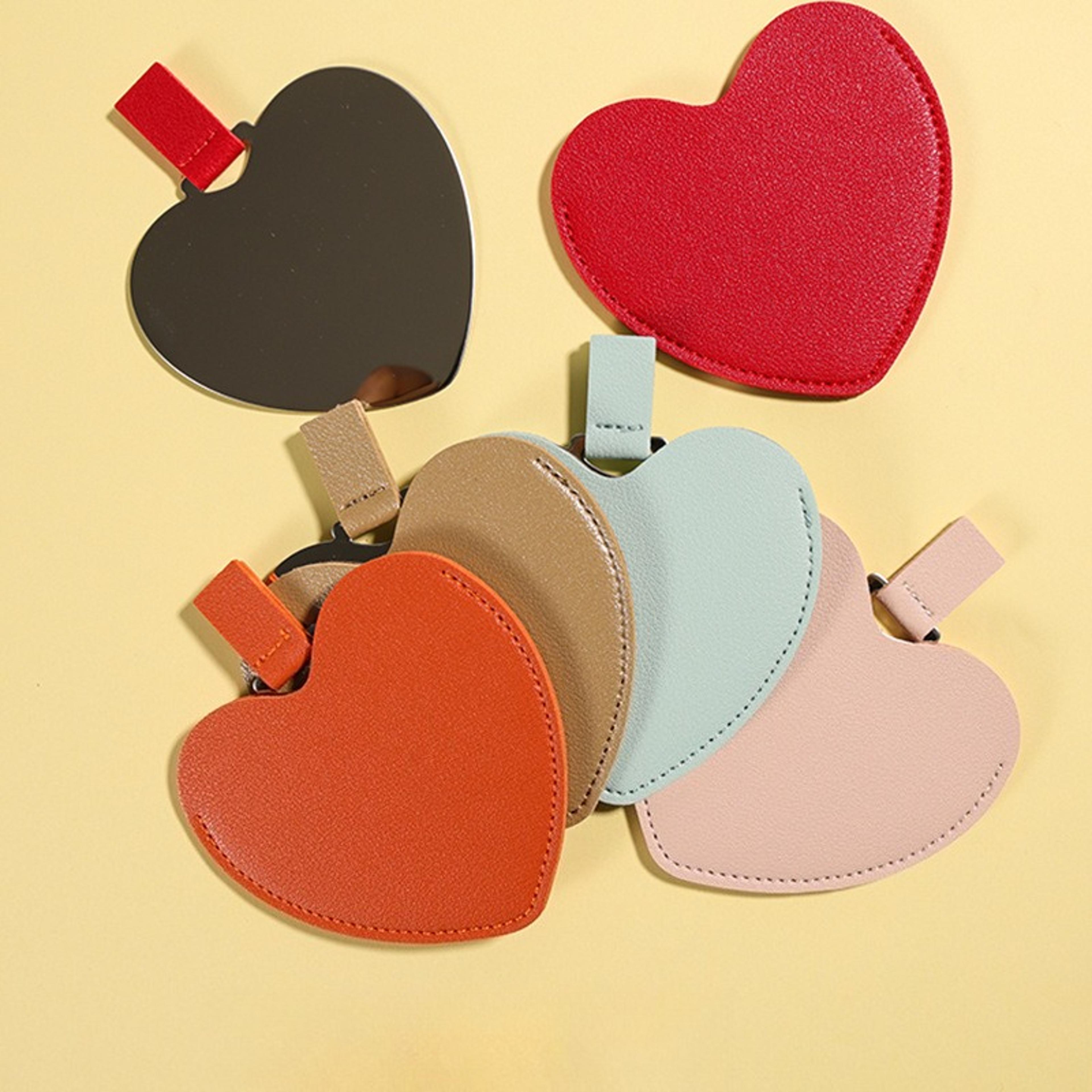 pu leather compact pocket mirror stainless steel travel makeup mirror for purse & daily touch ups