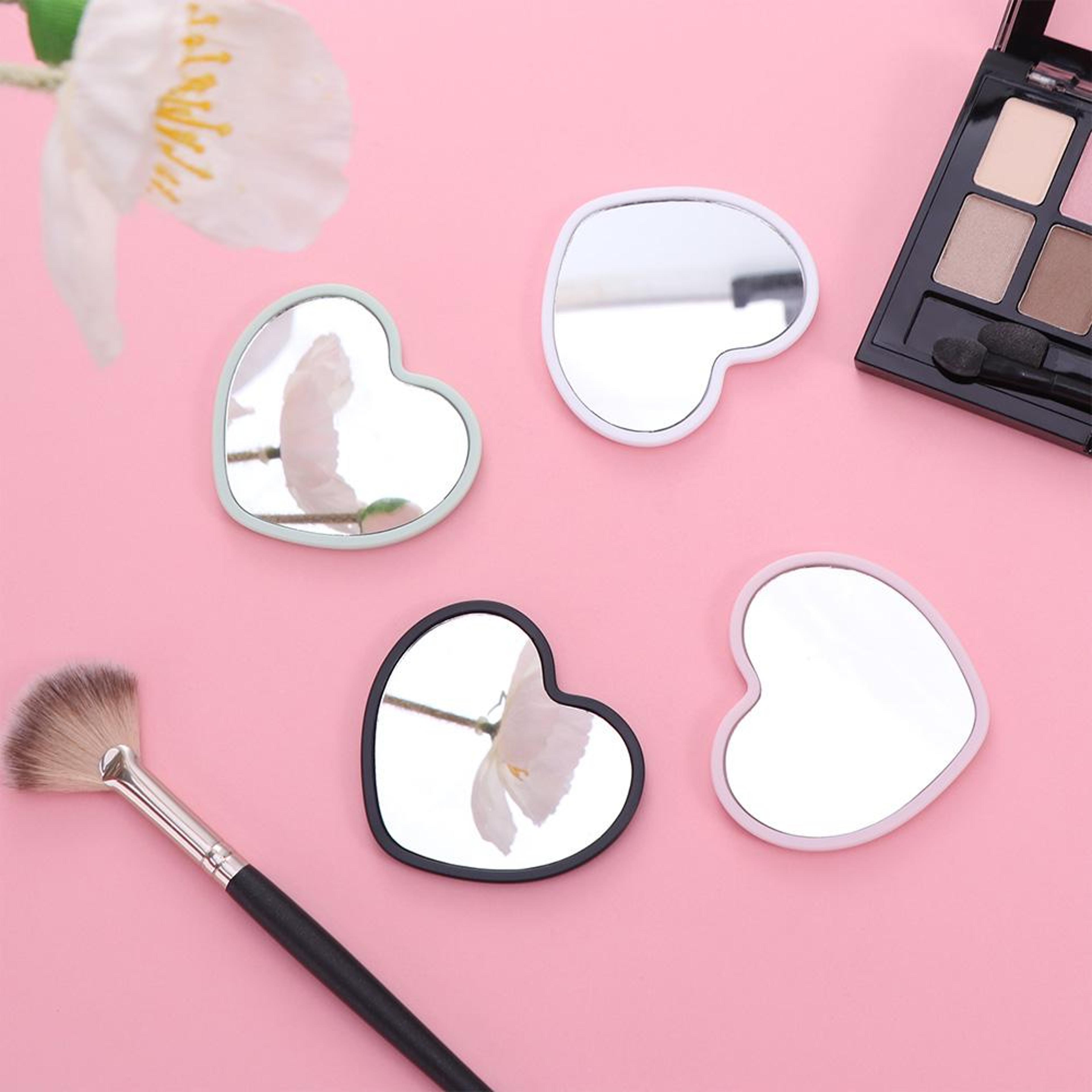heart handheld mirror portable makeup mirror cute pocket beauty mirror for travel & daily touch-ups