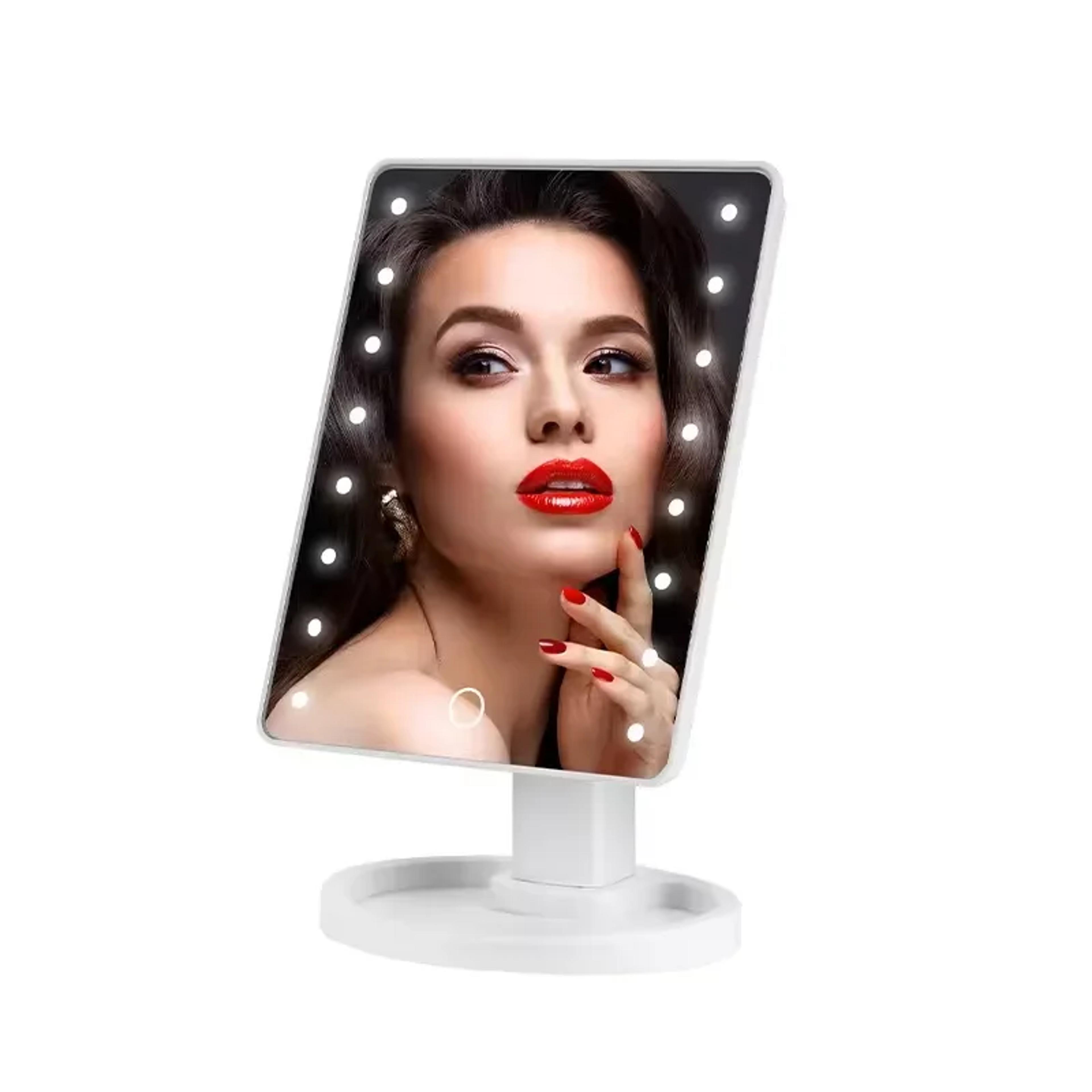 led makeup mirror with organizer stand adjustable lighted vanity mirror for bedroom bathroom