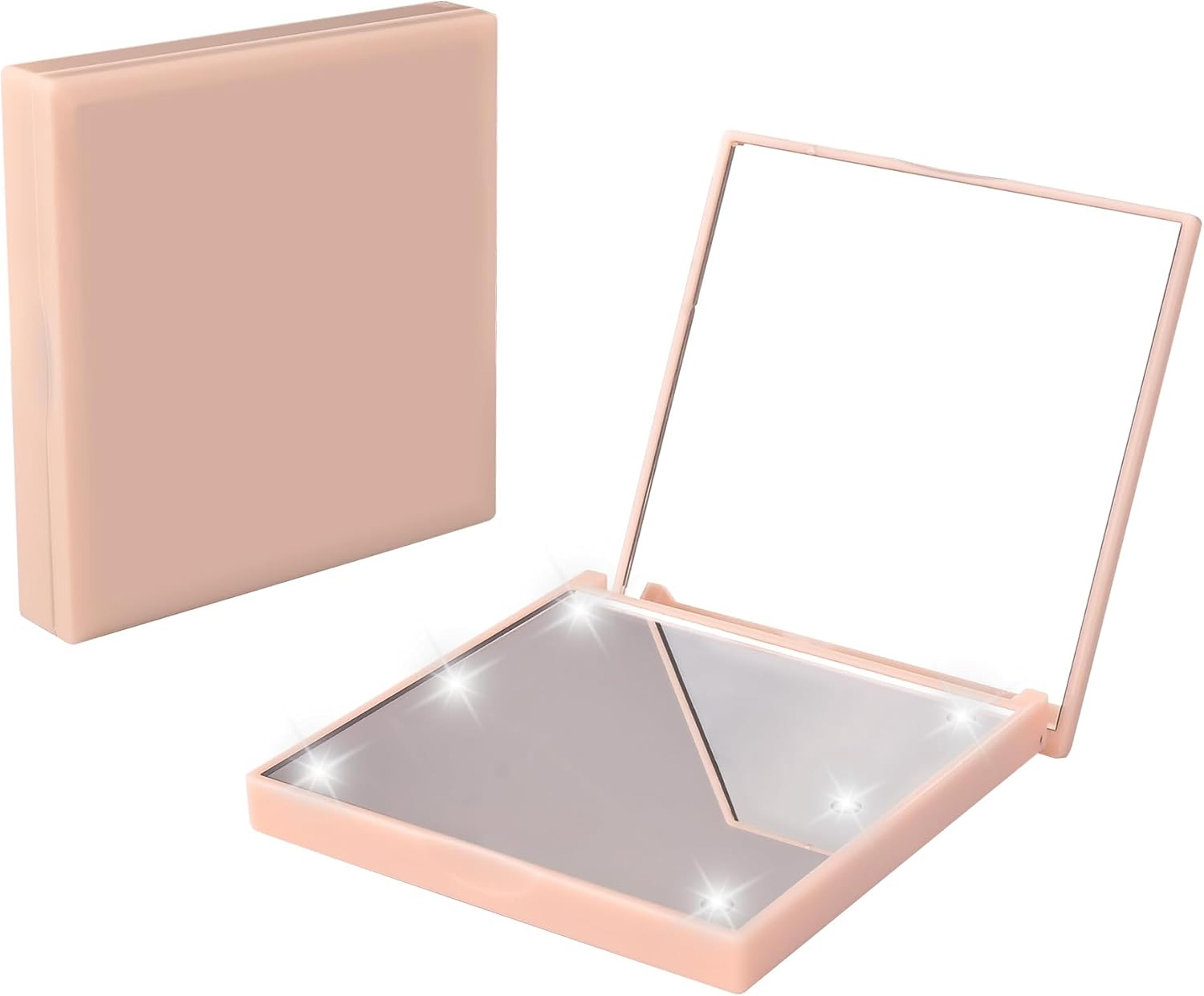 lighted compact mirror for purse with 6 led lights foldable travel makeup mirror for women