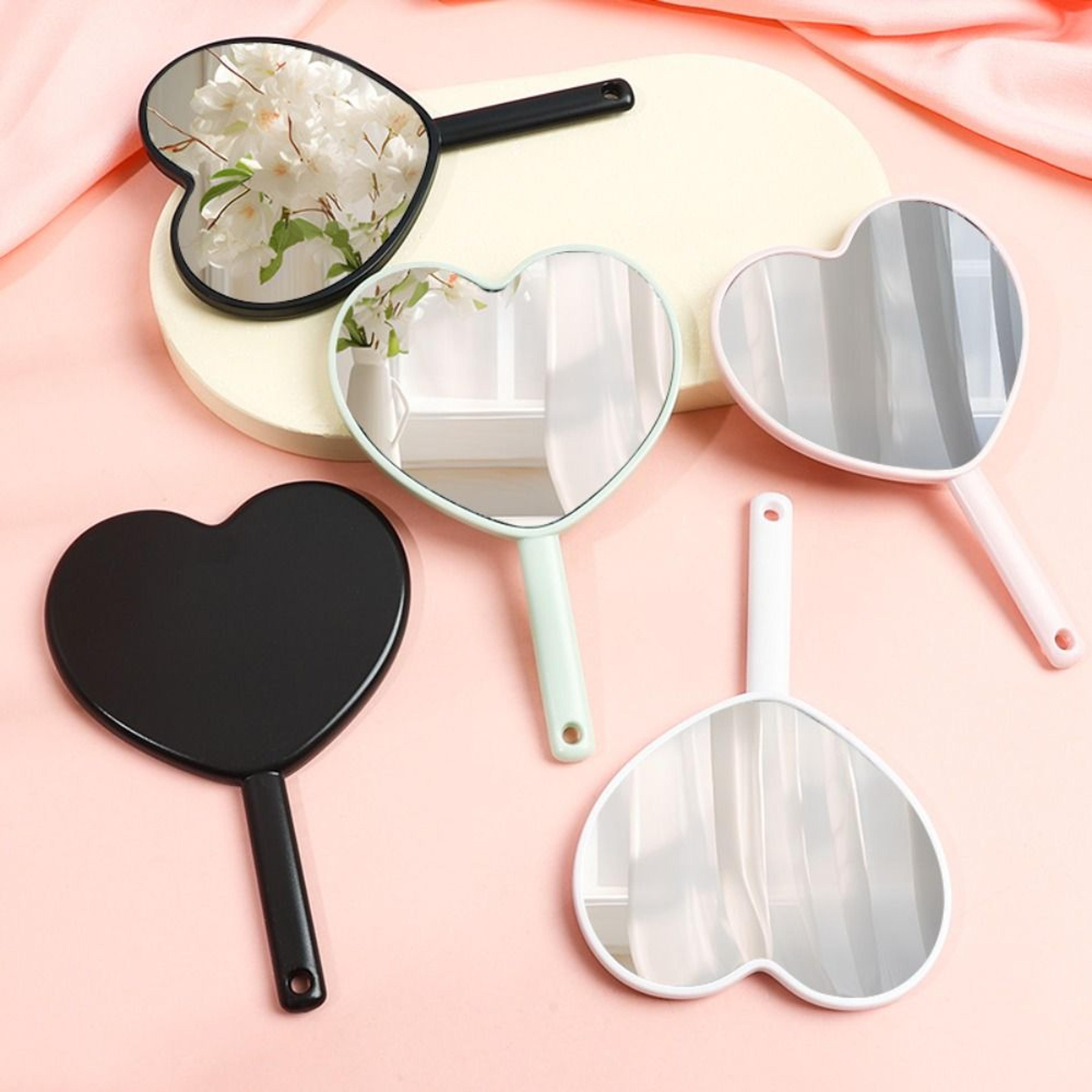 sweet heart handheld makeup mirror cute portable beauty mirror for travel & daily touch ups