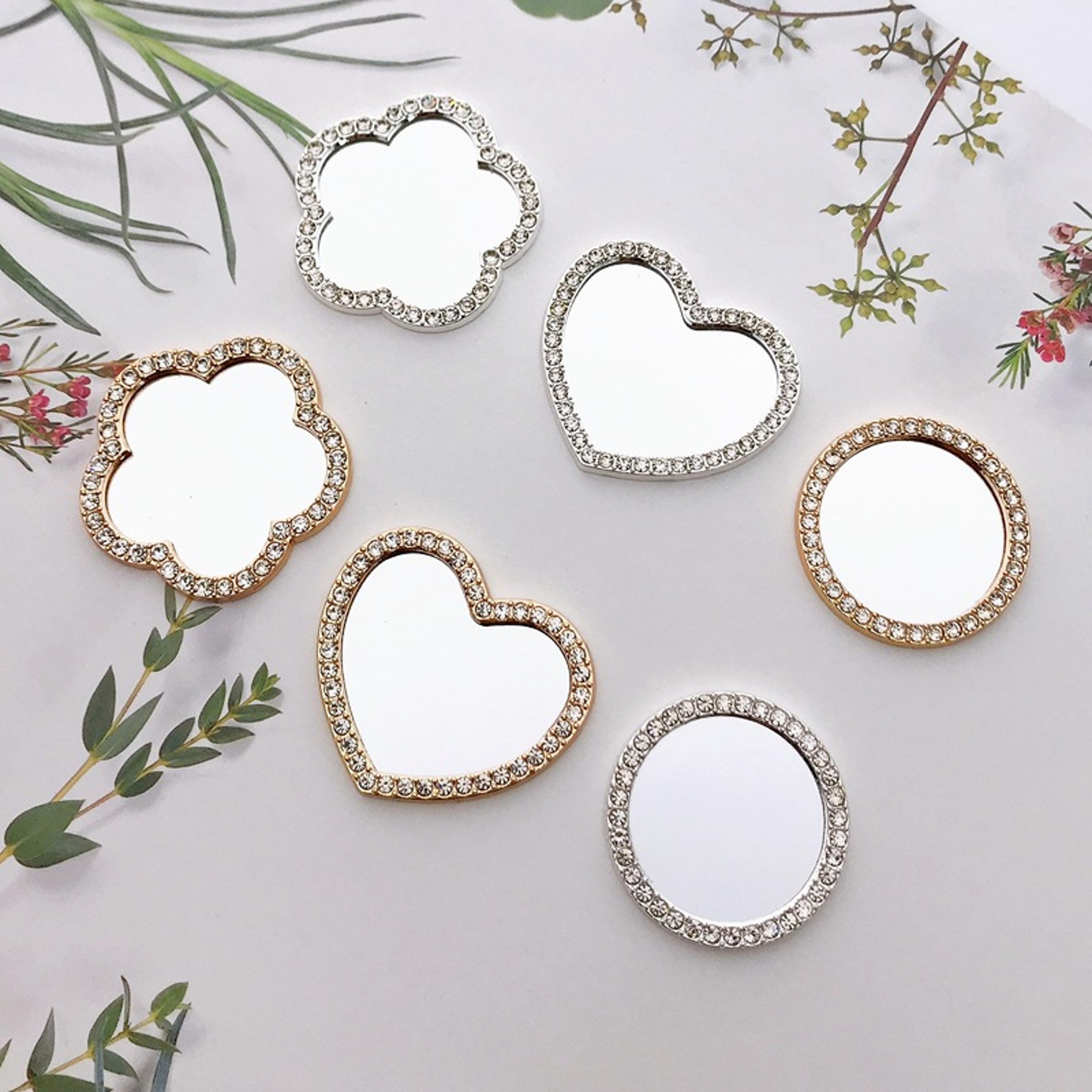 sparkle heart compact pocket mirror portable travel makeup mirror with hd glass