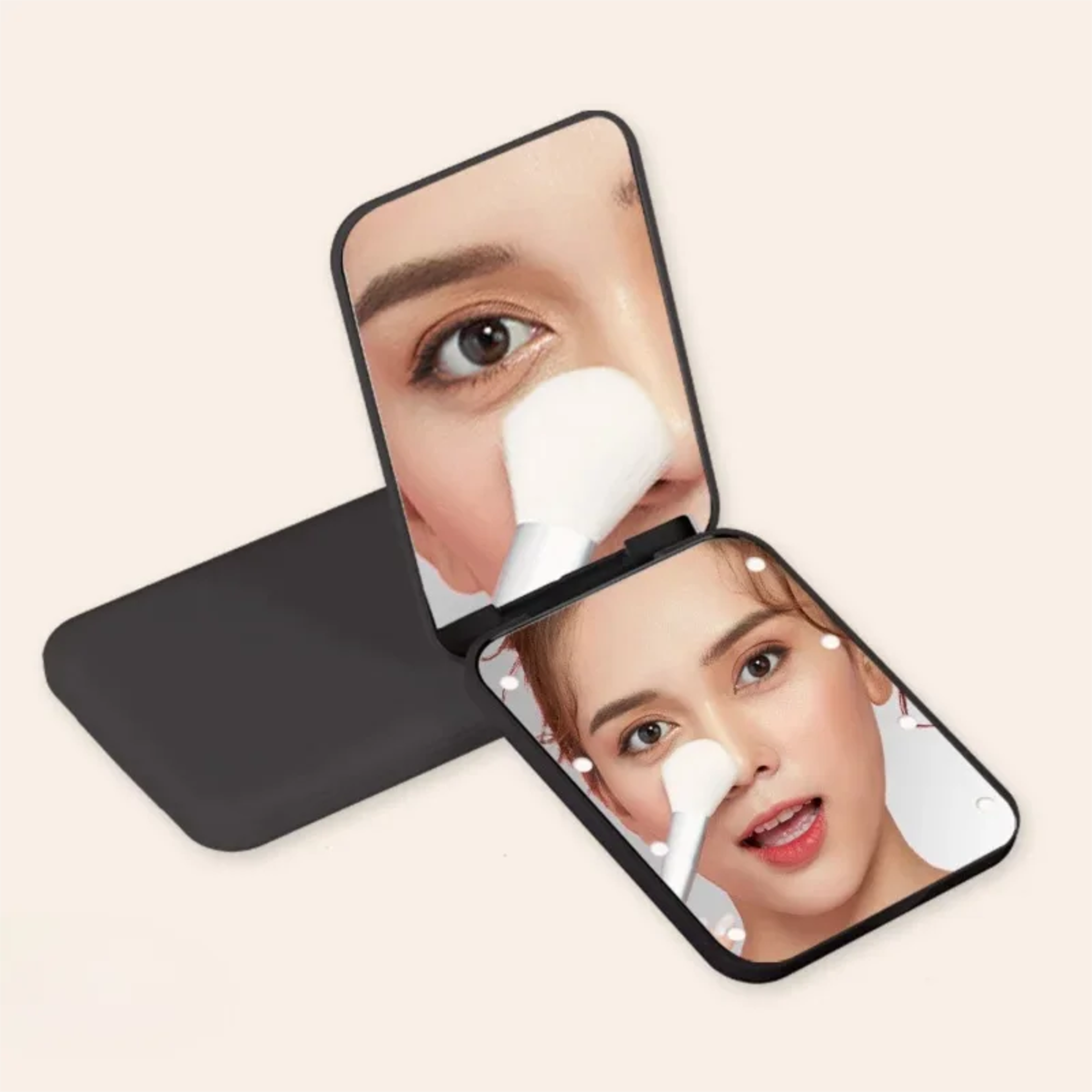led makeup mirror compact folding mirror with magnification & led lights for travel