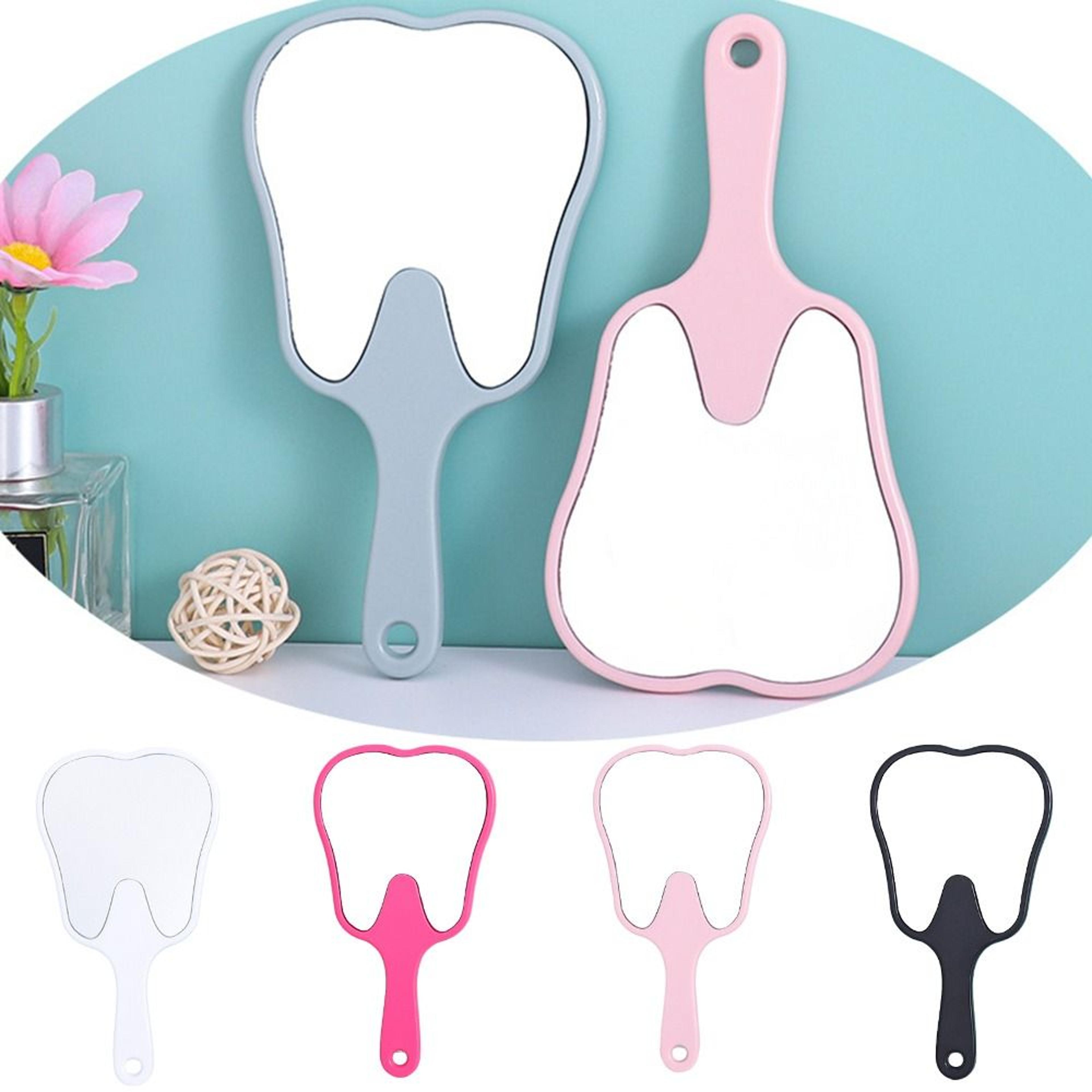 cute handheld makeup mirror tooth shaped portable vanity mirror for makeup, dental checks & gifts
