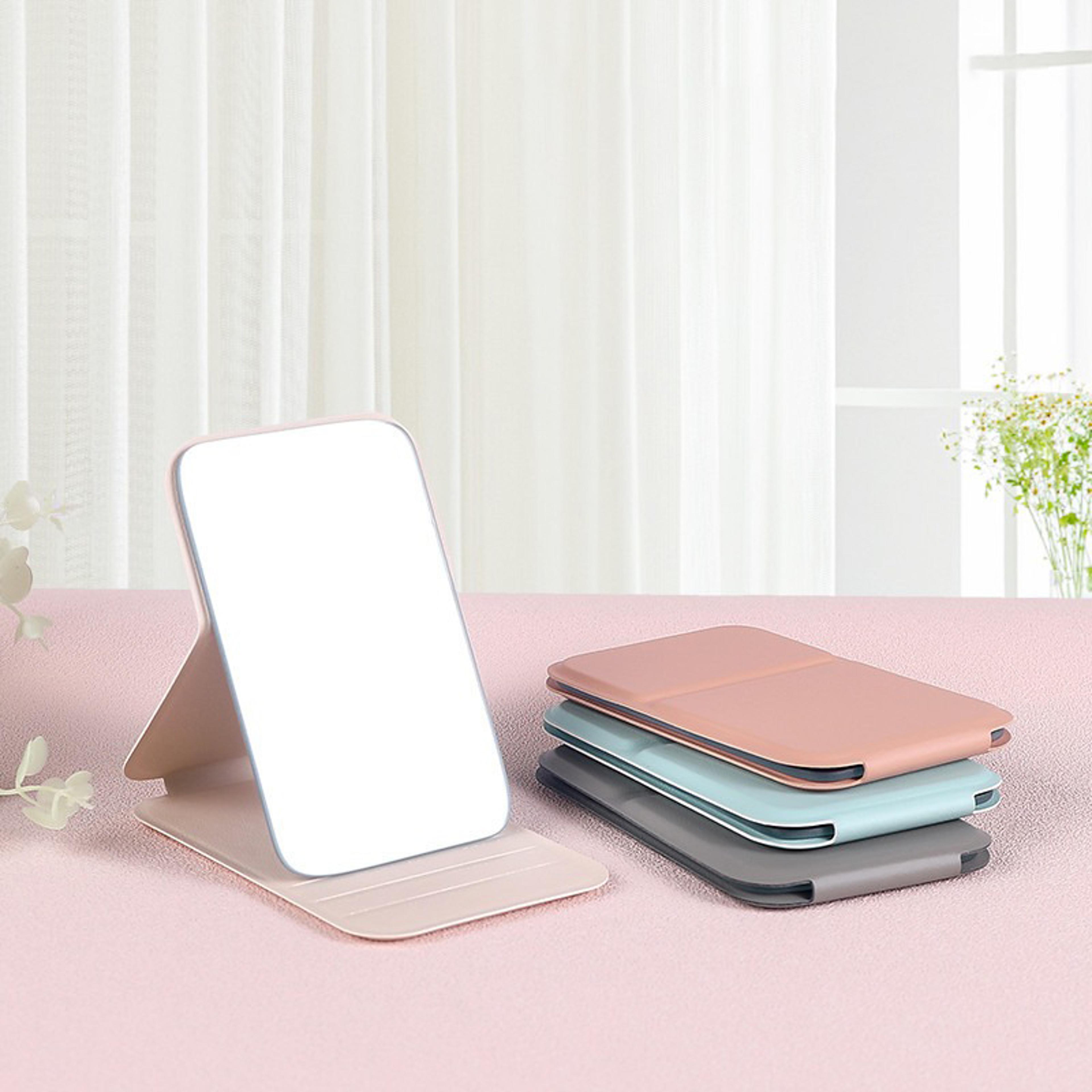 portable makeup mirror foldable pu leather compact pocket desktop vanity mirror