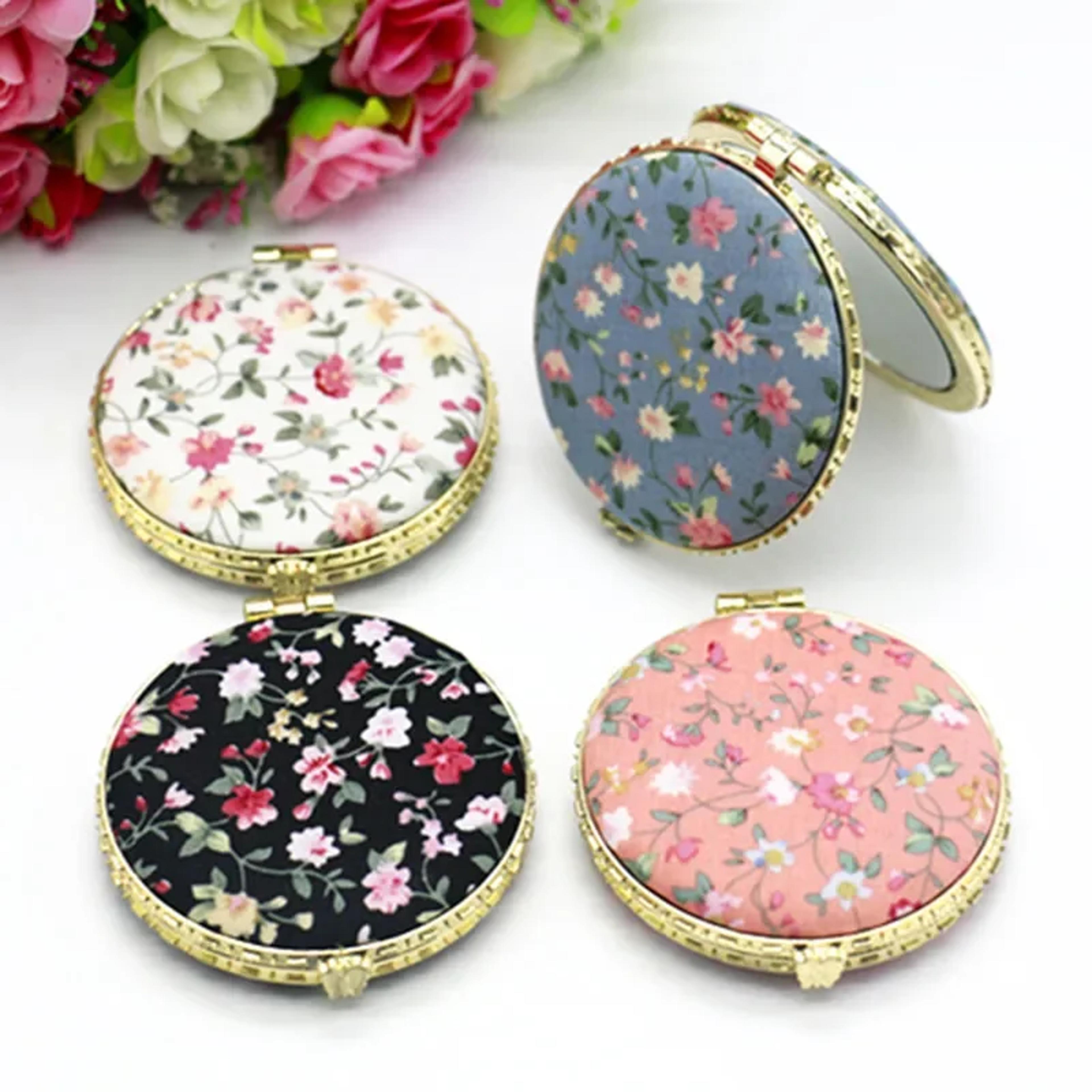 vintage compact makeup mirror floral double sided pocket mirror for travel & daily touch ups