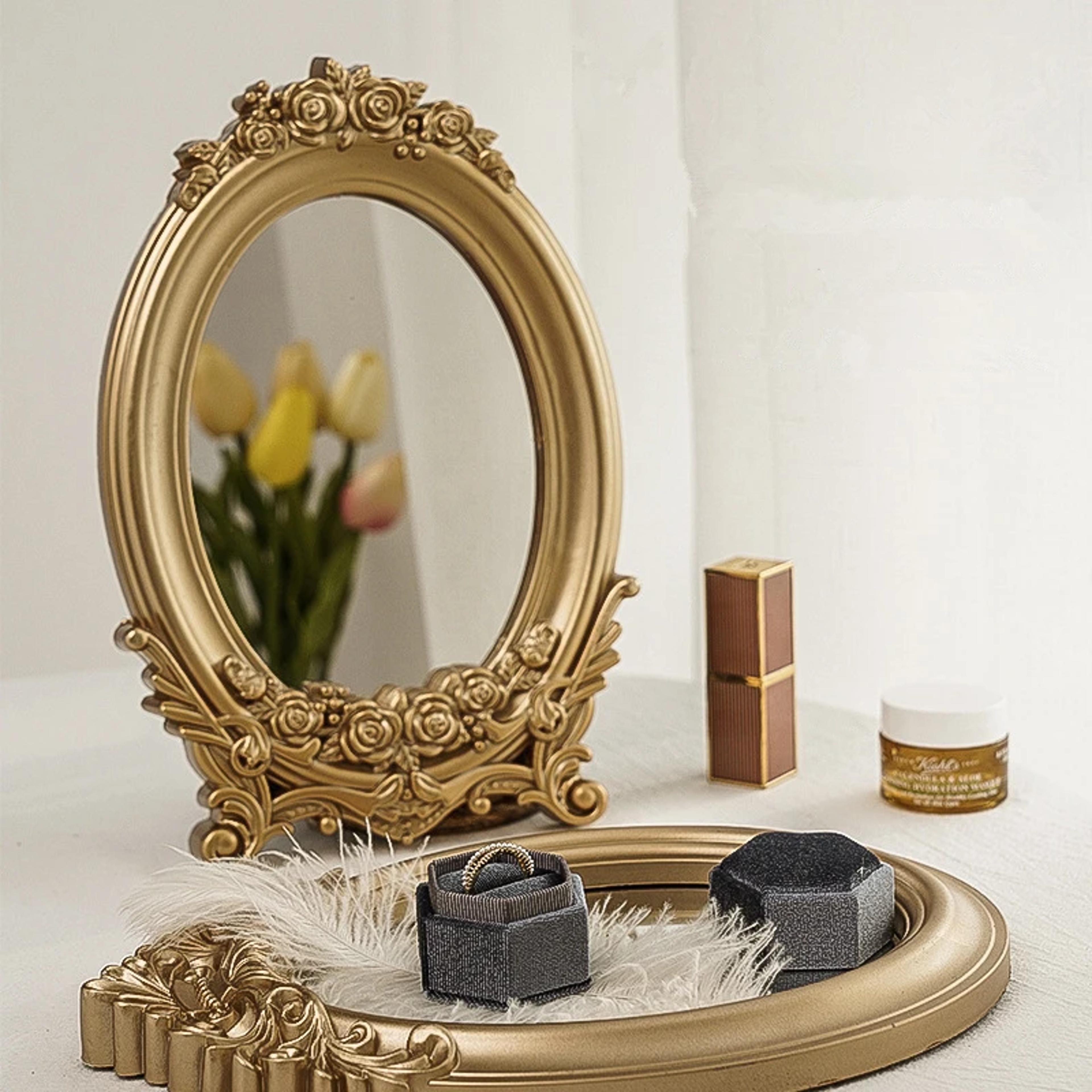 vintage table mirror with ornate gold frame decorative vanity mirror