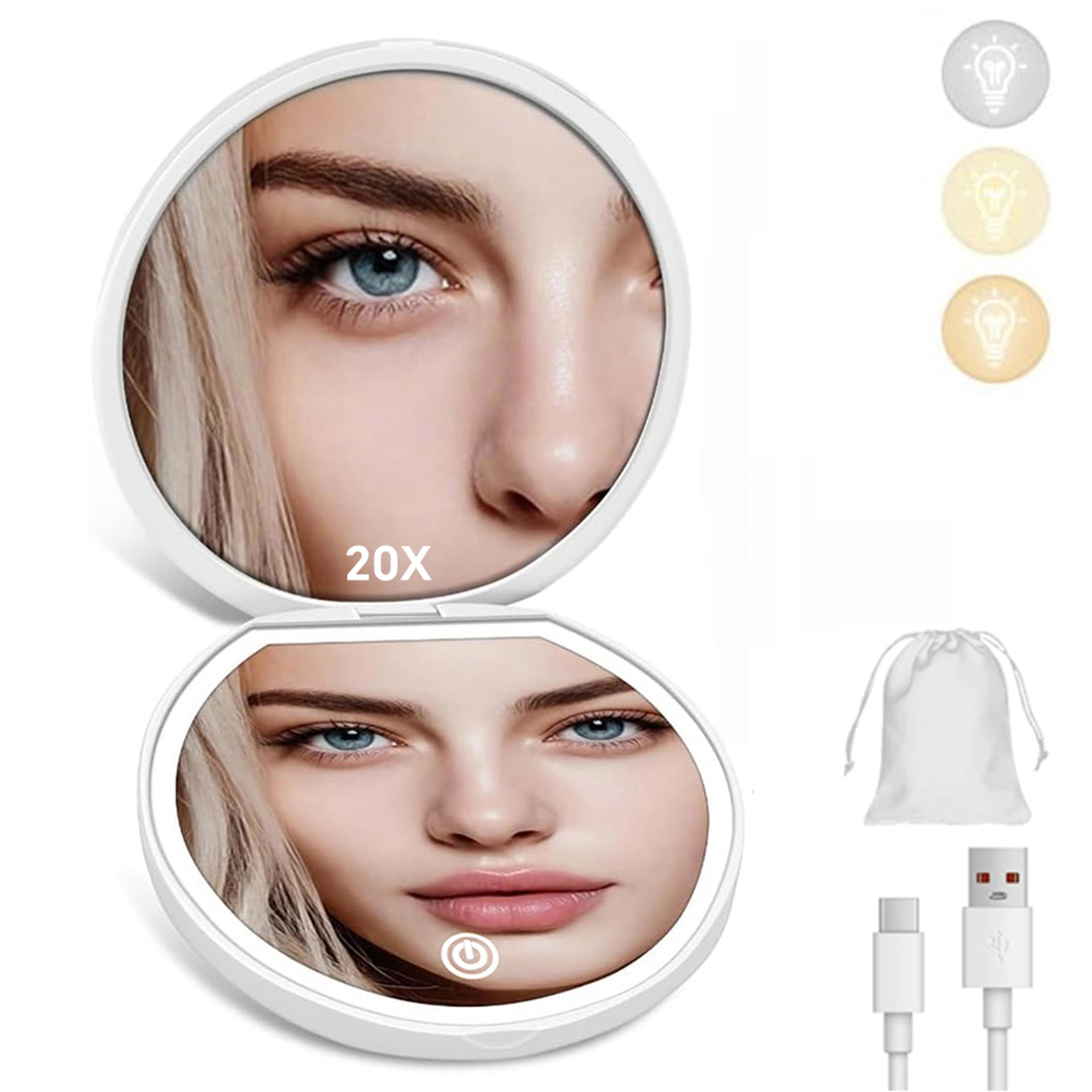 rechargeable travel makeup mirror with lights magnifying led portable vanity mirror