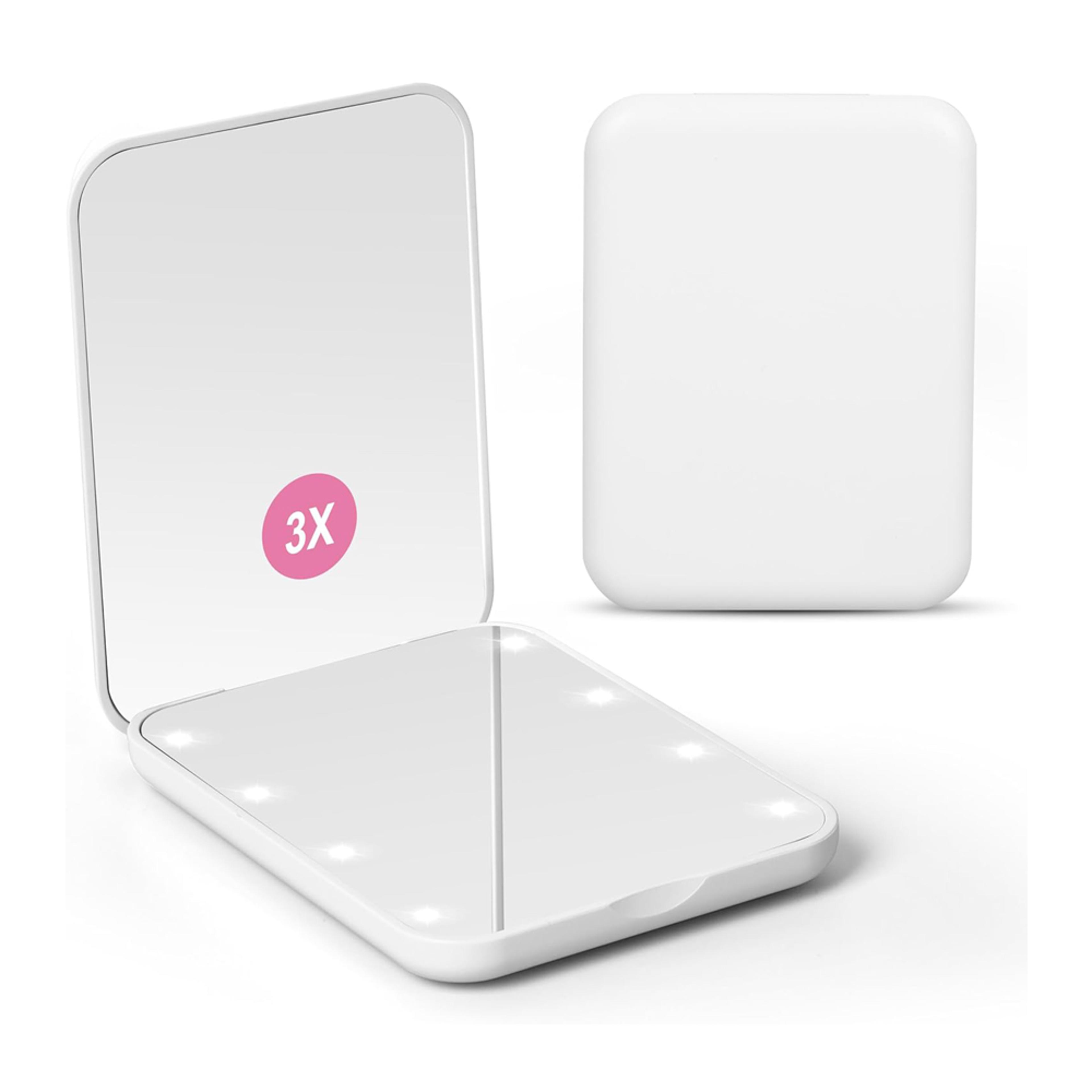 led compact mirror with magnification travel makeup mirror for purse & pocket