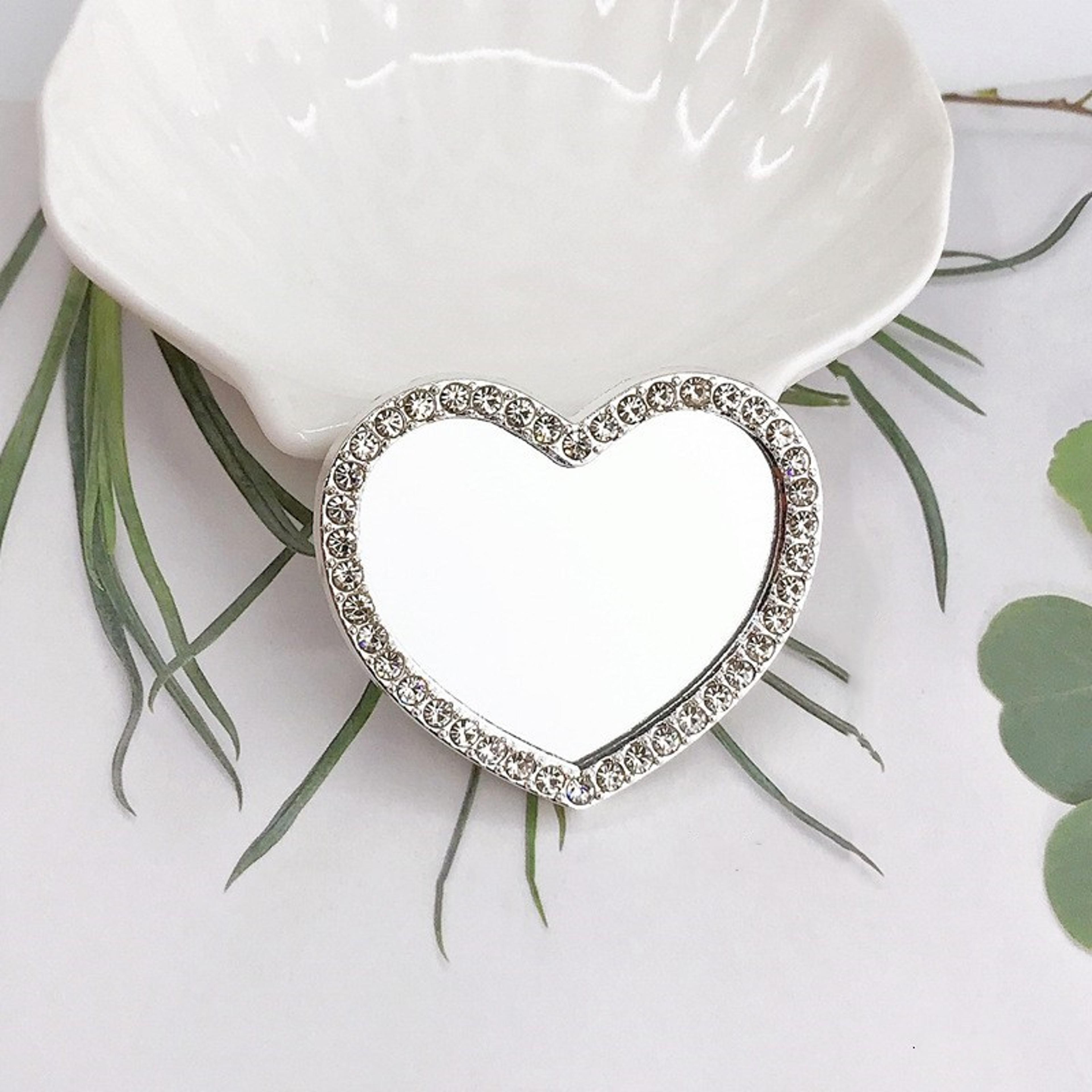 vintage rose compact makeup mirror double sided pocket travel mirror with rhinestone design
