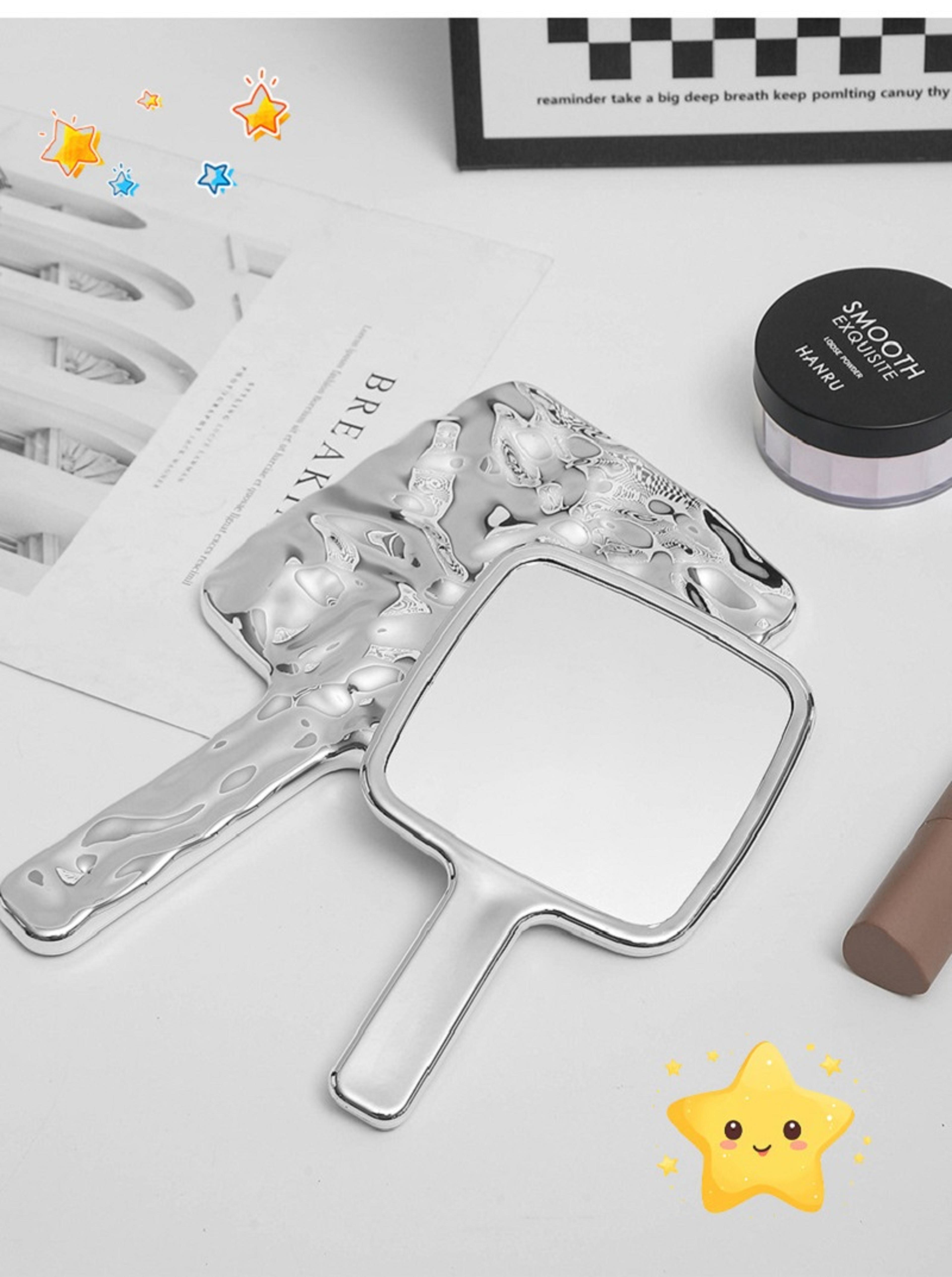 retro handheld makeup mirror square vanity mirror with handle for makeup, spa & eyelash extensions