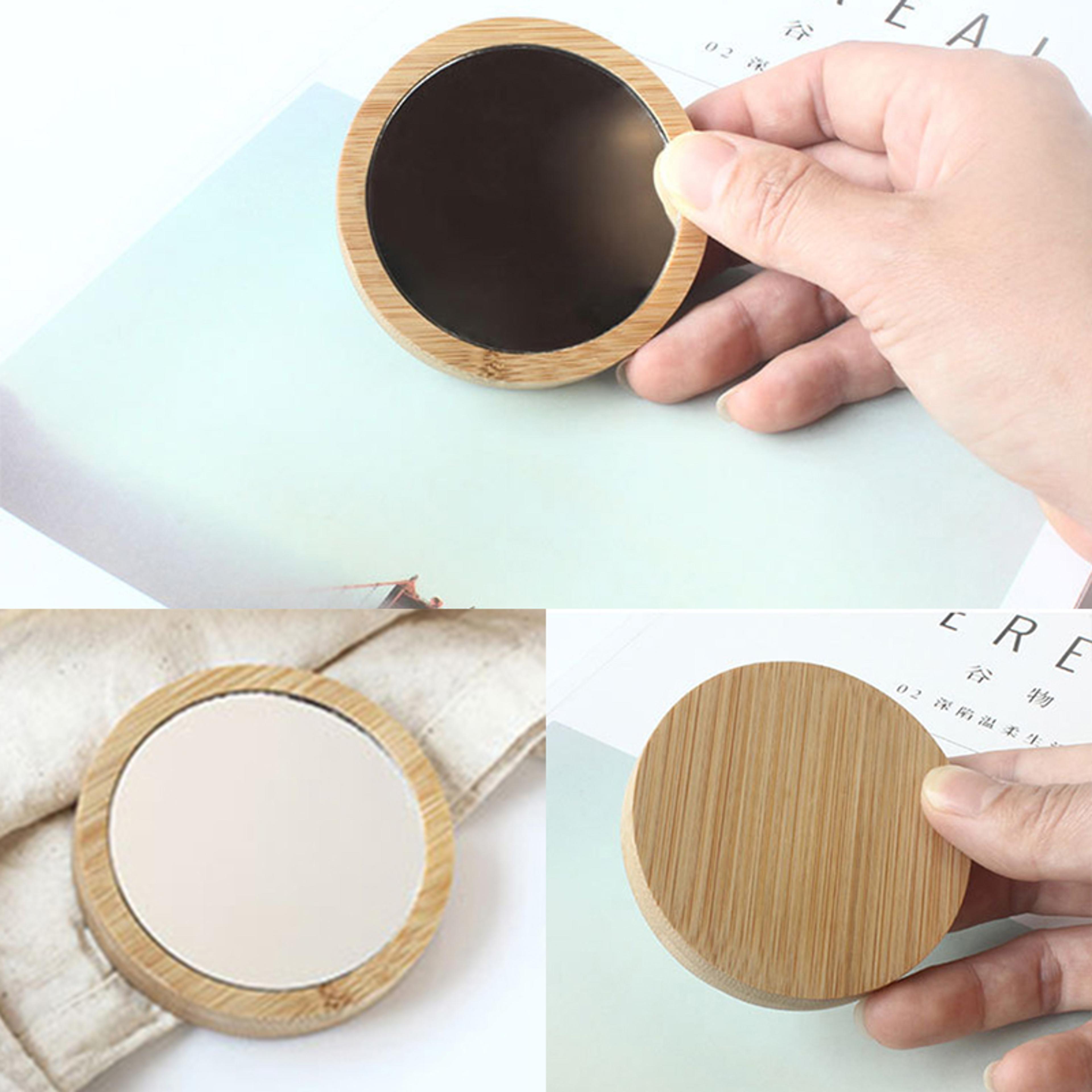 portable makeup mirror set wooden hand mirror mini round travel cosmetic mirrors