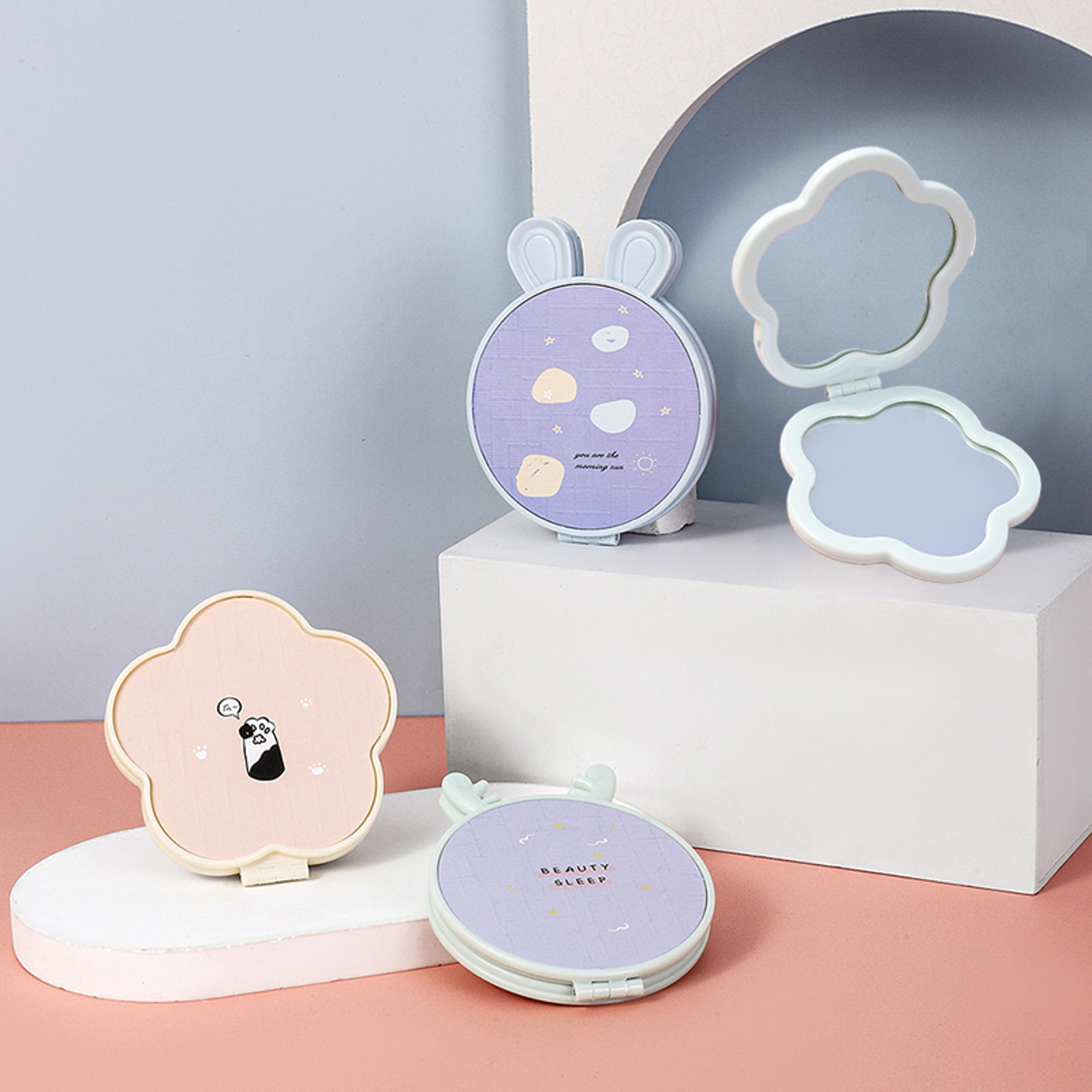flower compact makeup mirror double sided portable pocket travel mirror