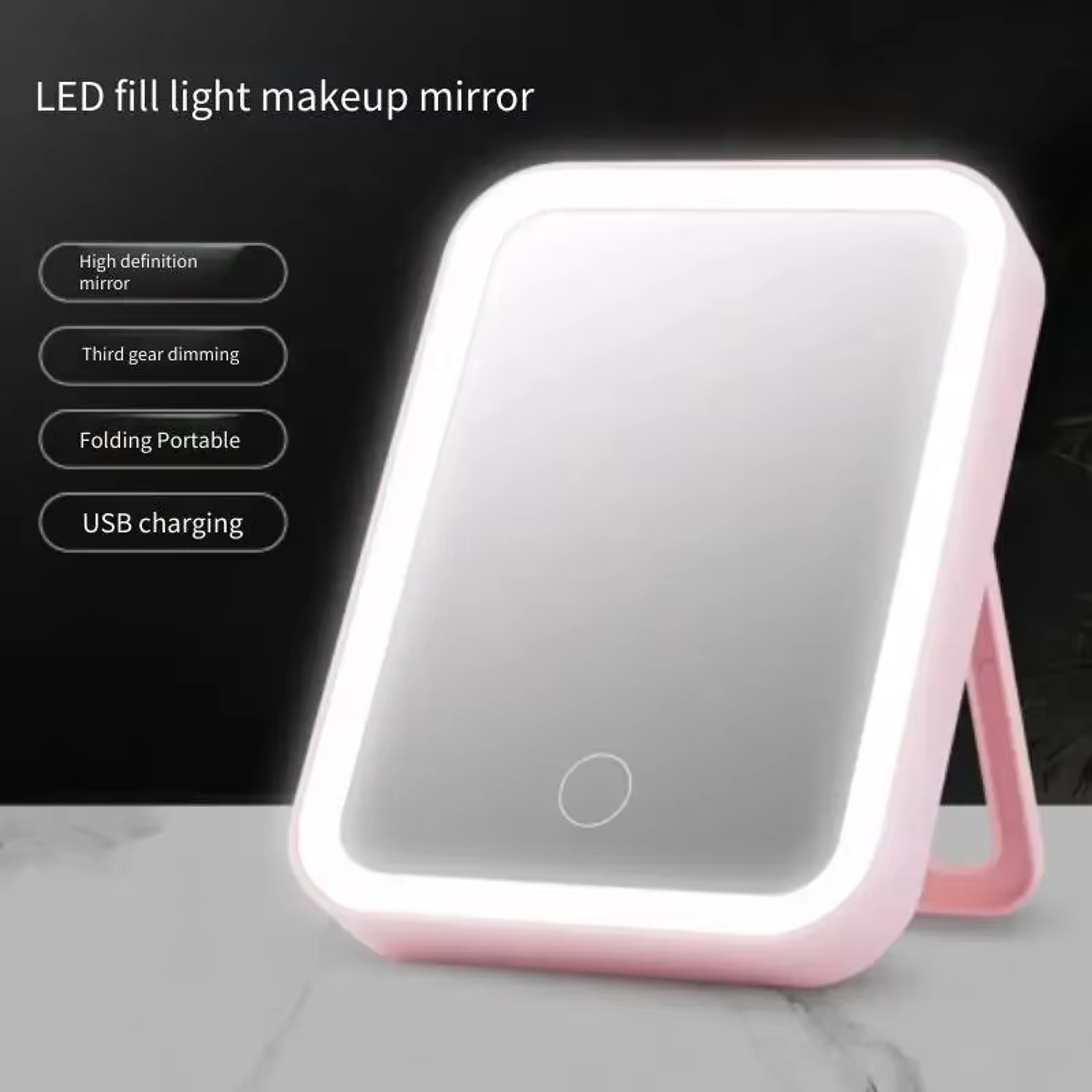 rechargeable led makeup mirror with touch dimming portable travel vanity mirror