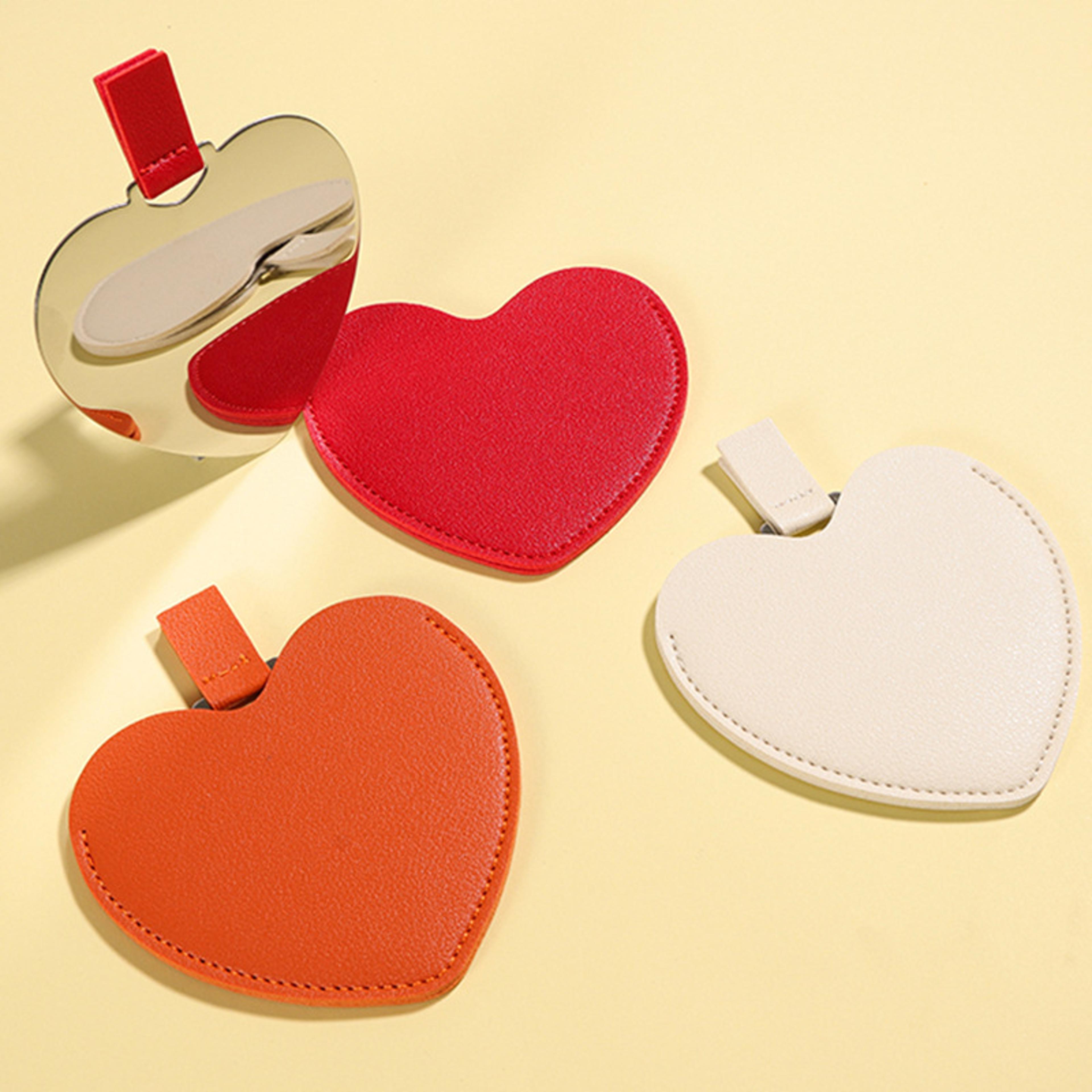 pu leather compact pocket mirror stainless steel credit card travel makeup mirror for purse