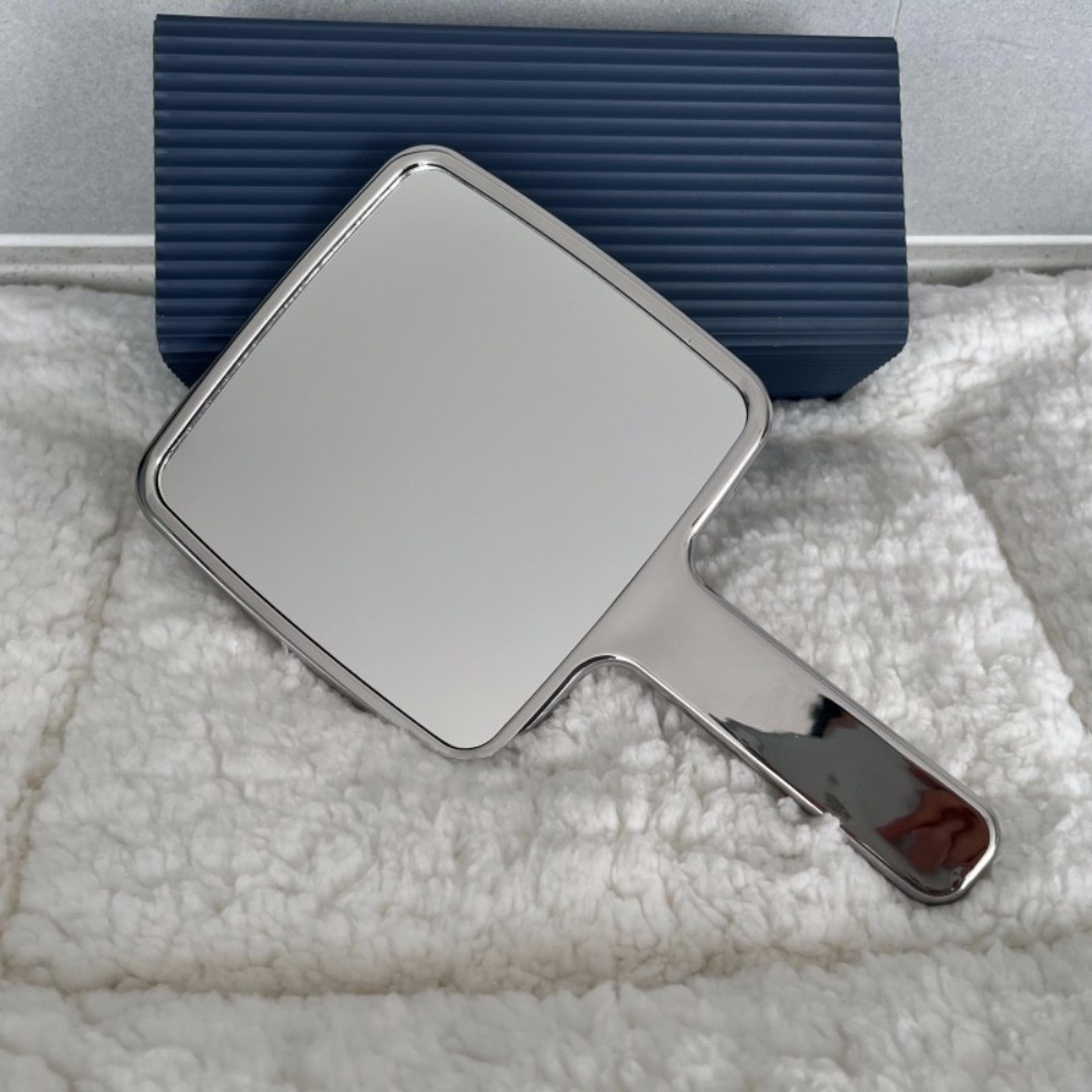 portable handheld makeup mirror with electroplated handle hd beauty travel mirror round or square