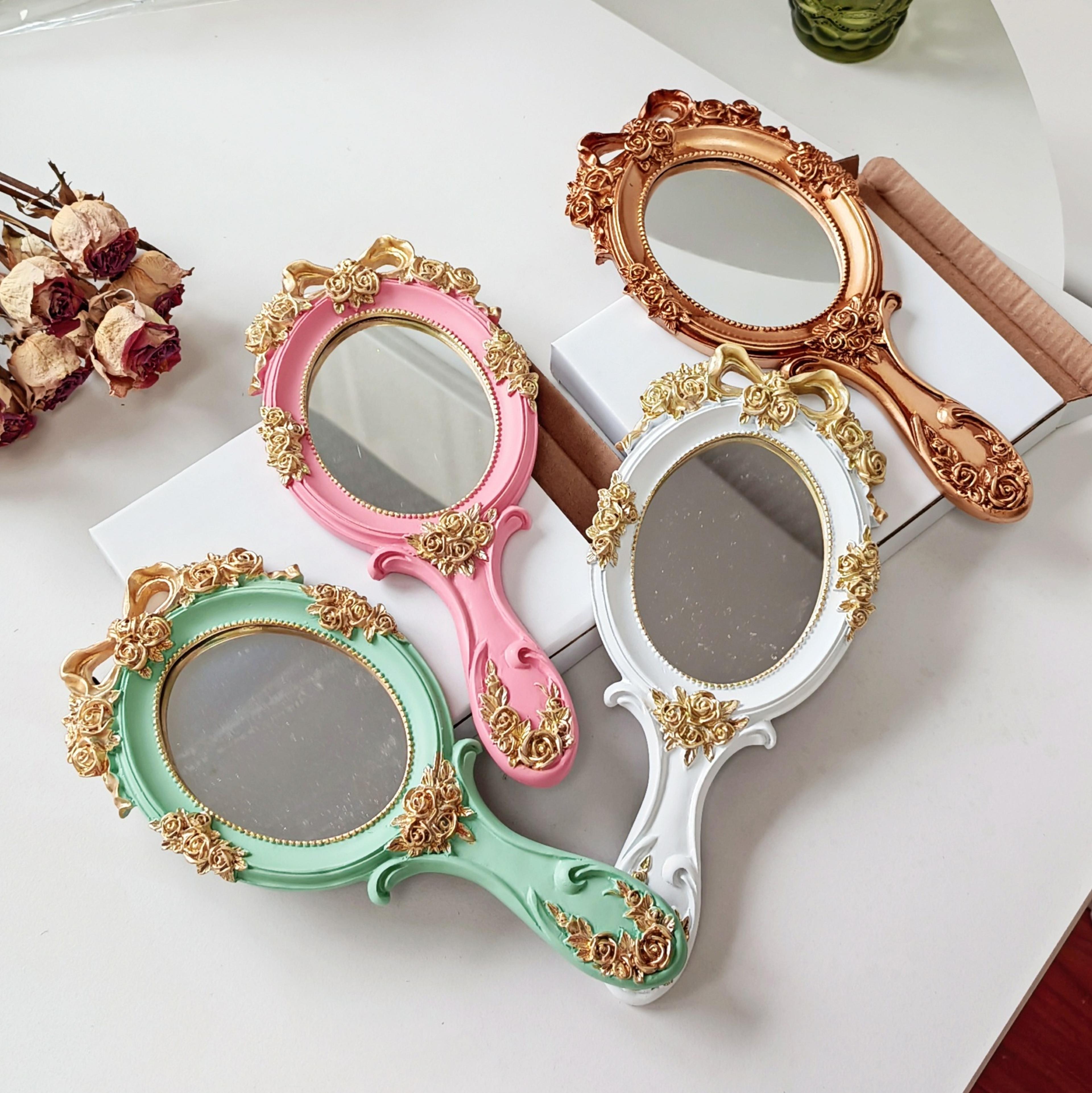 vintage handheld makeup mirror retro vanity mirror for makeup, beauty & vanity display