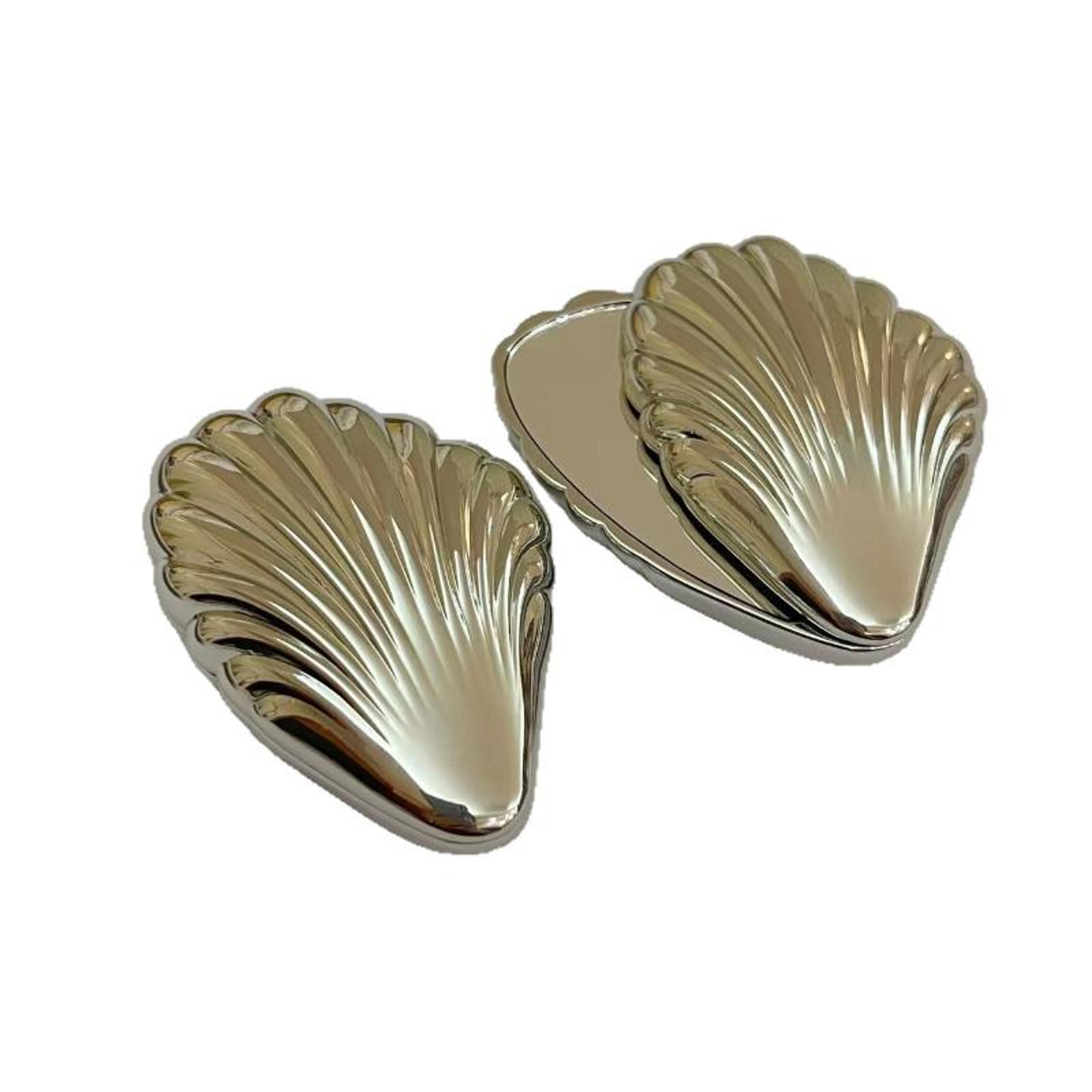 seashell compact makeup mirror double sided travel metal pocket mirror for purse & handbag
