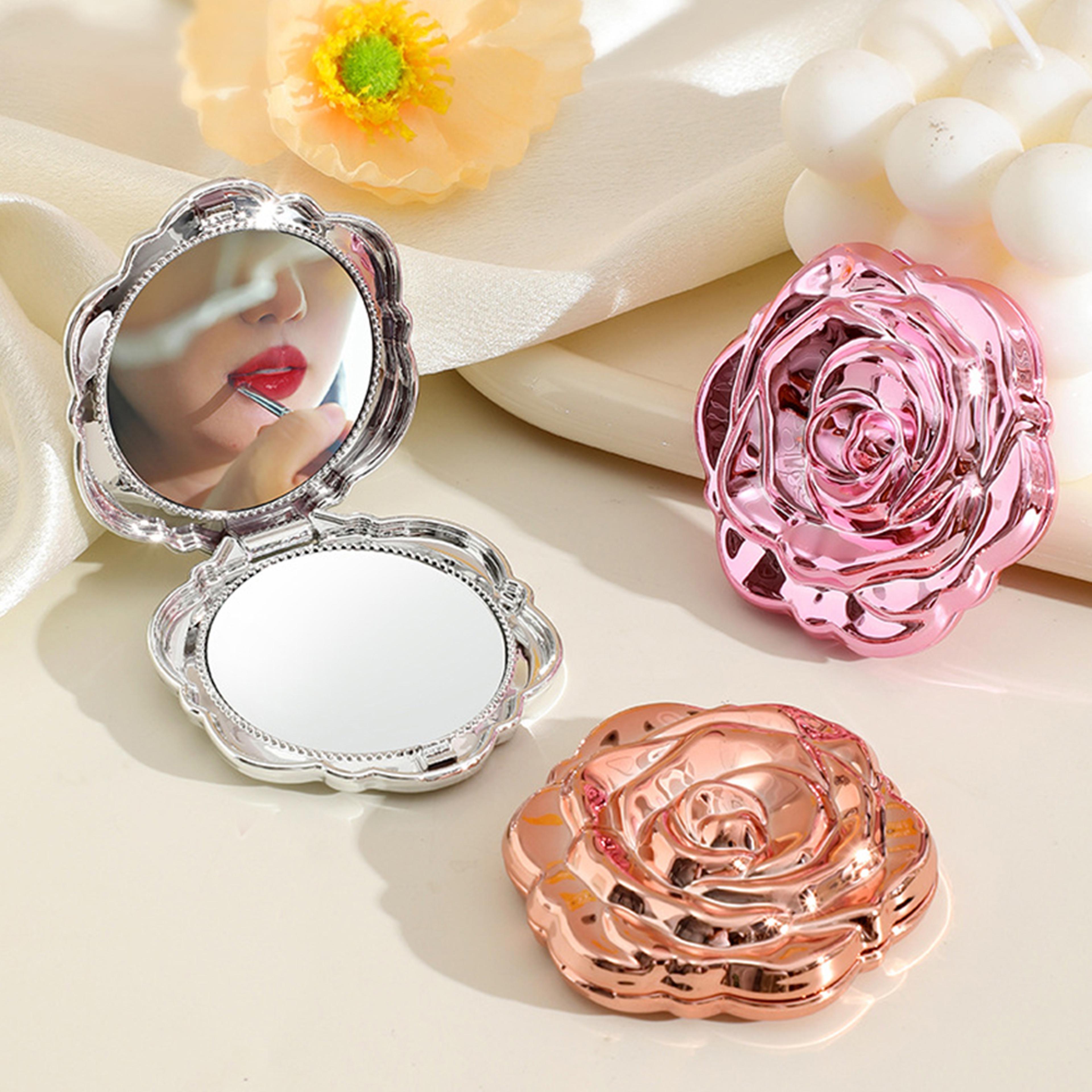 rose bloom compact makeup mirror dual-sided travel makeup mirror for purse & handbag