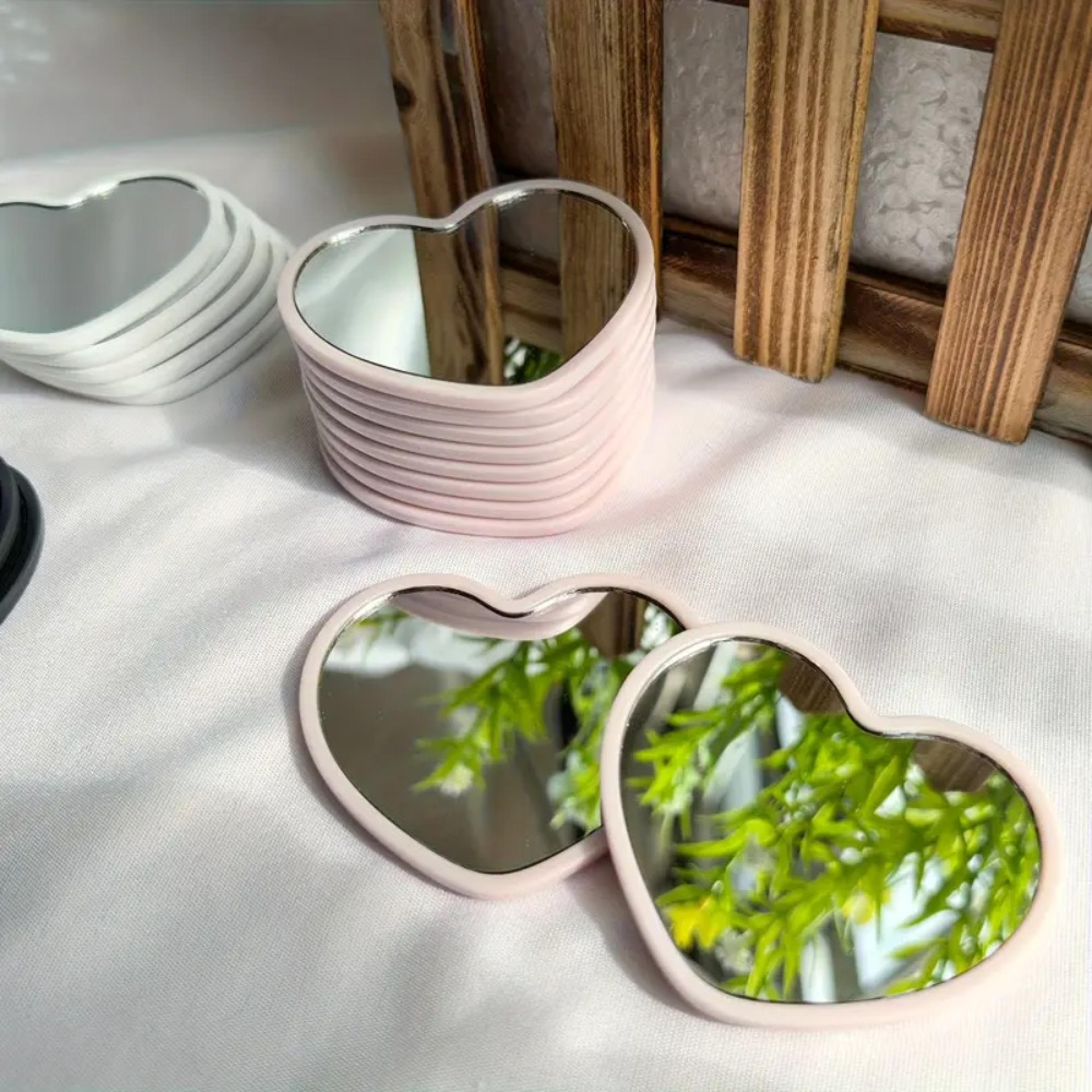 heart compact mirror portable pocket makeup mirror for travel gifts, weddings & party favors