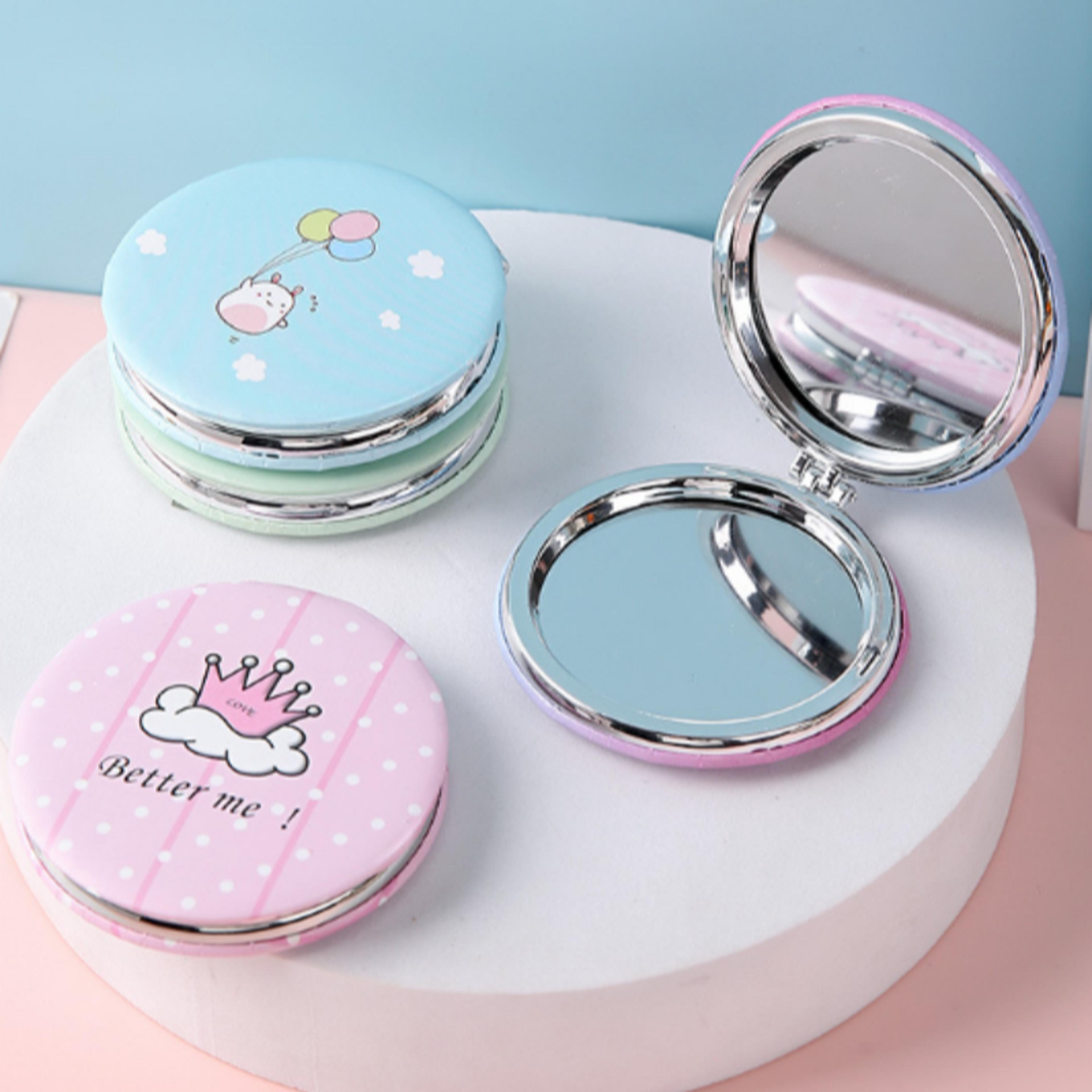 cute cartoon compact mirror travel makeup mirror with double-sided folding design for purse & touch-ups