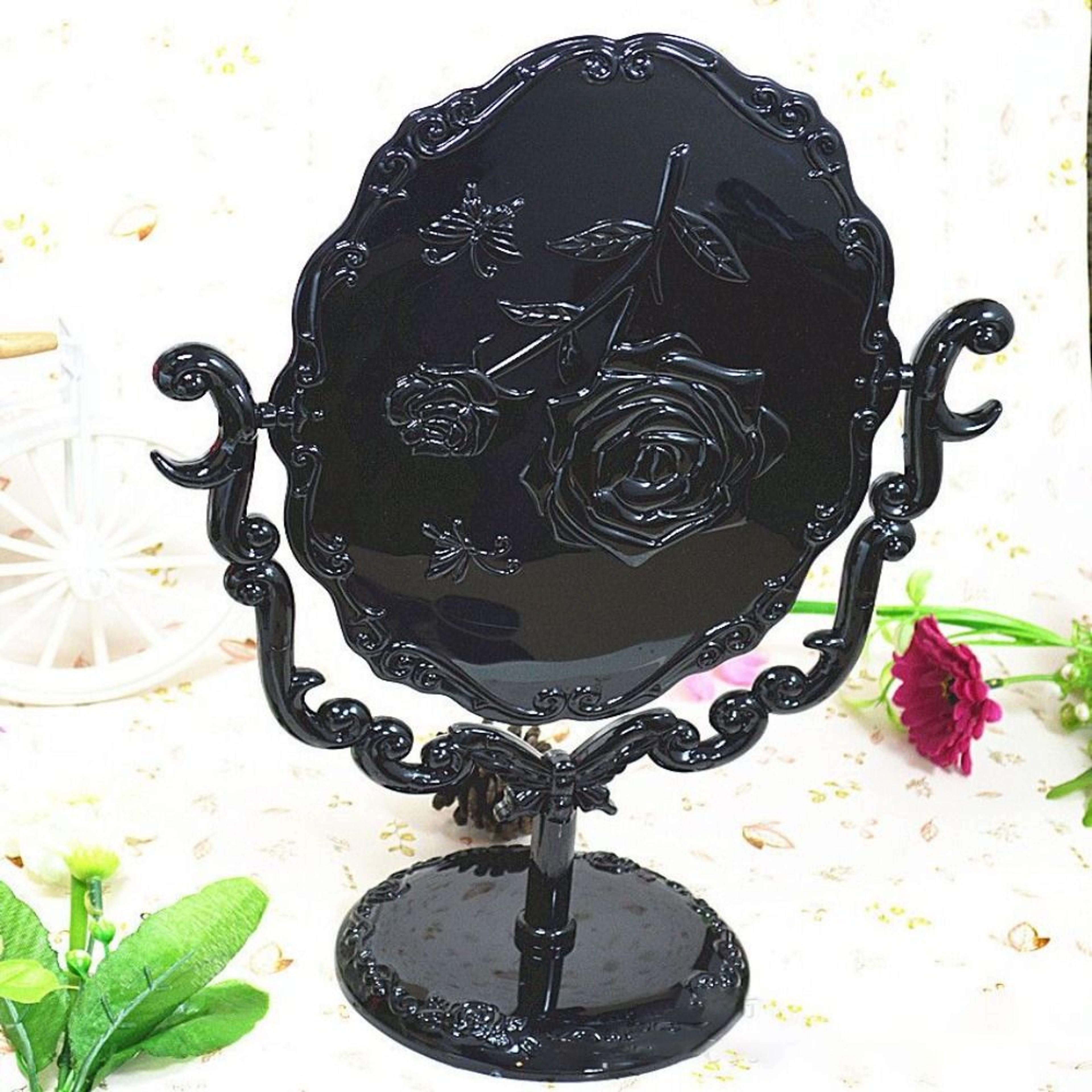 vintage butterfly rotating makeup mirror desktop vanity mirror with gothic rose stand