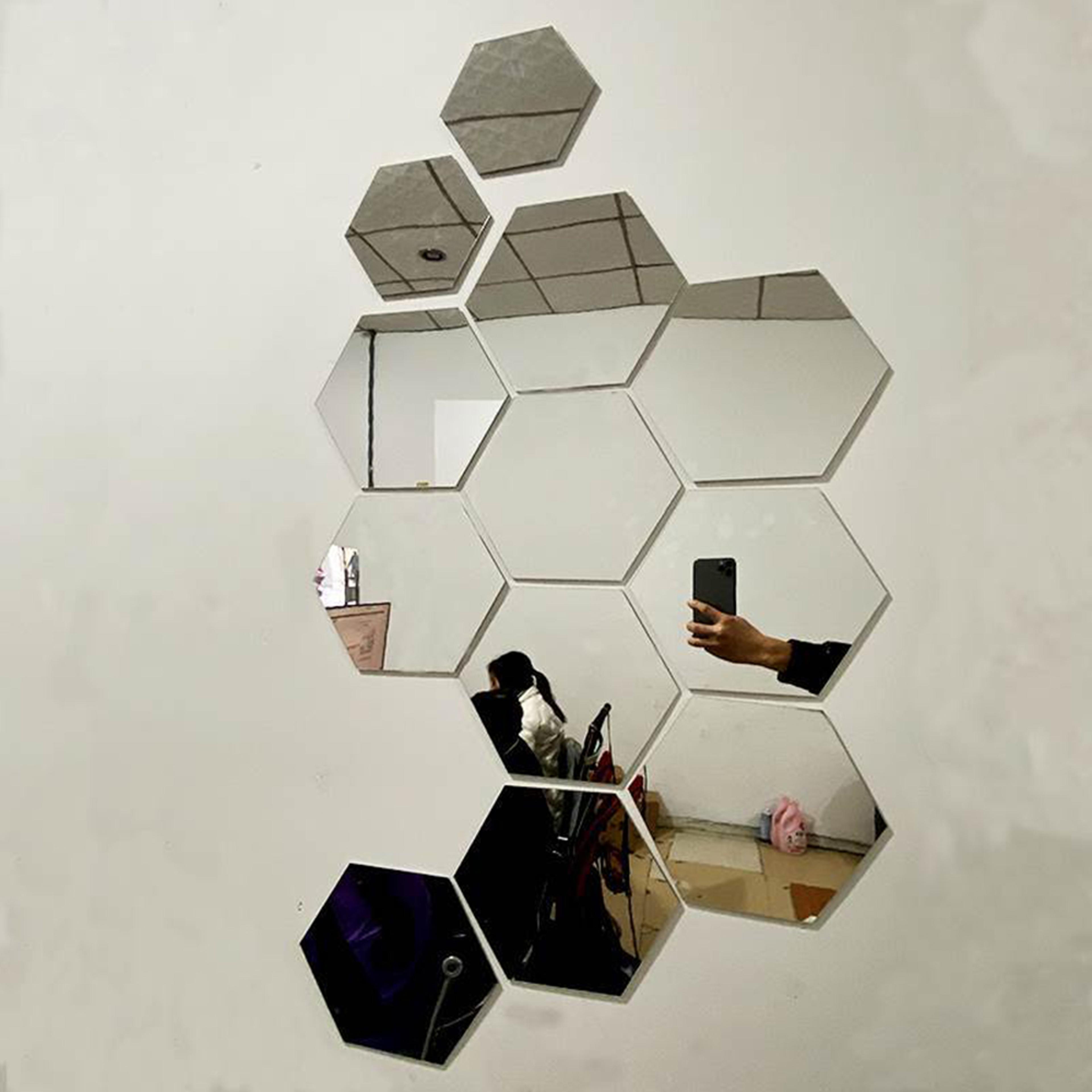 hexagon mirror wall stickers 3d acrylic diy wall decor for living room bedroom bathroom
