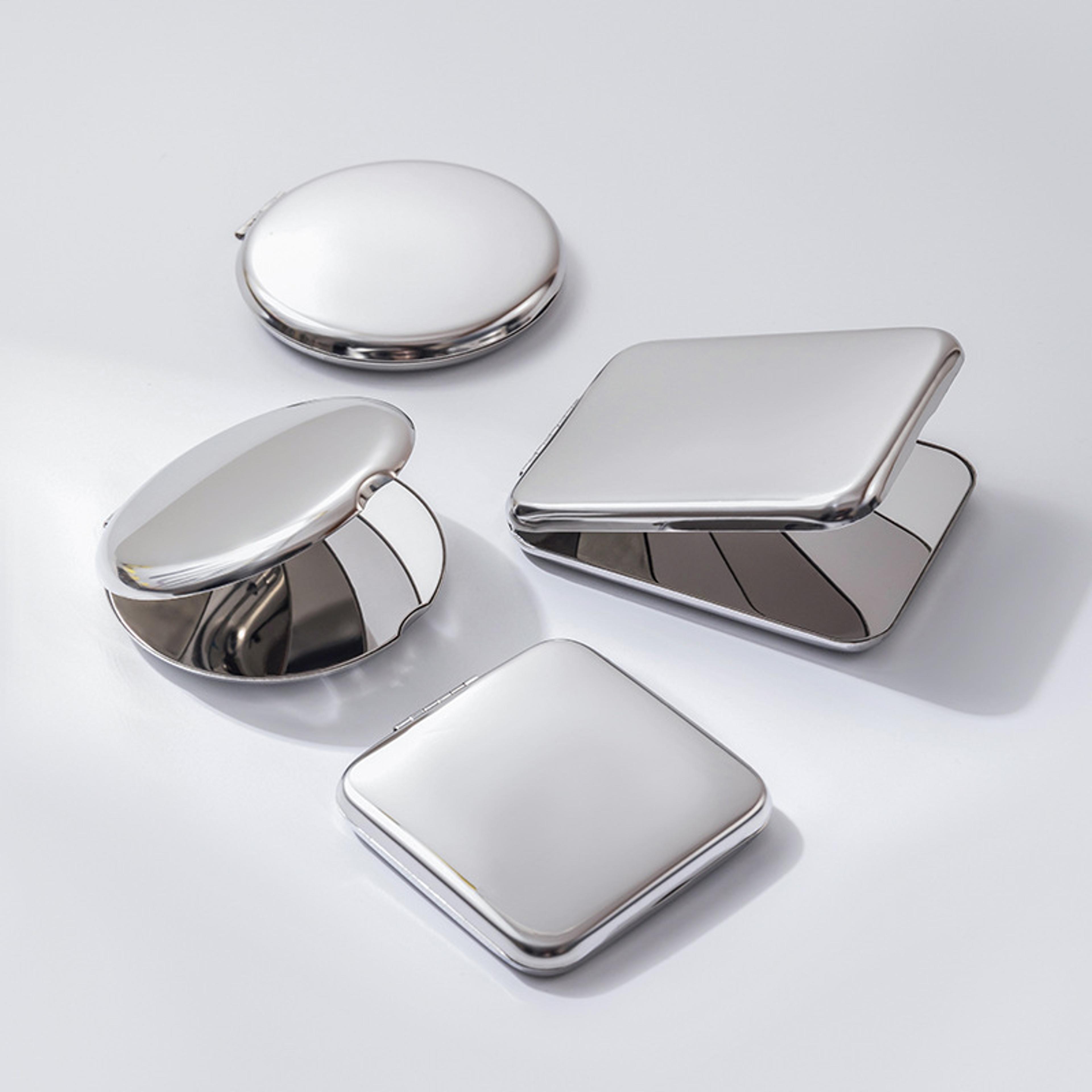 ultra slim pocket makeup mirror stainless steel folding compact travel mirror
