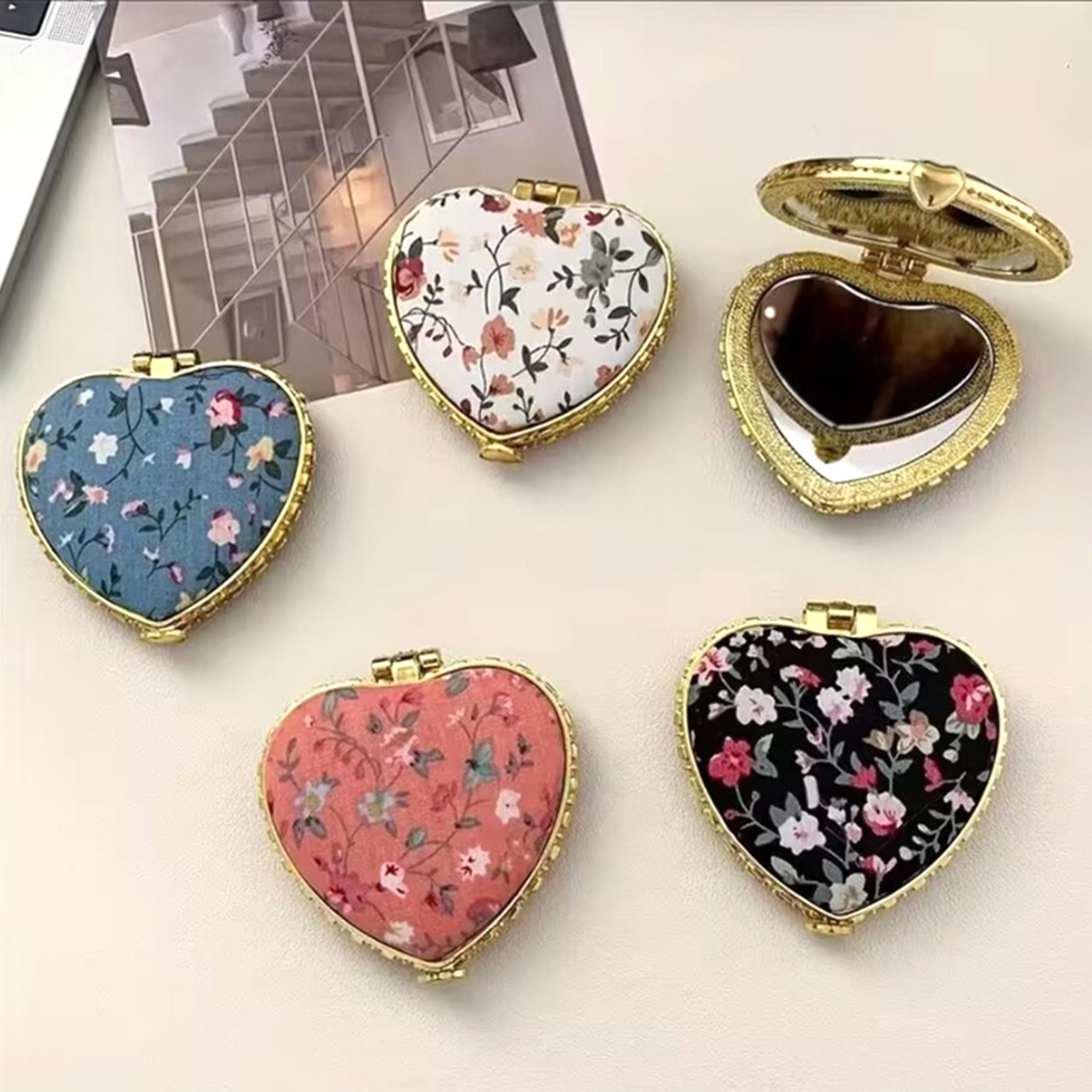 vintage floral compact makeup mirror double-sided portable pocket mirror for purse & travel