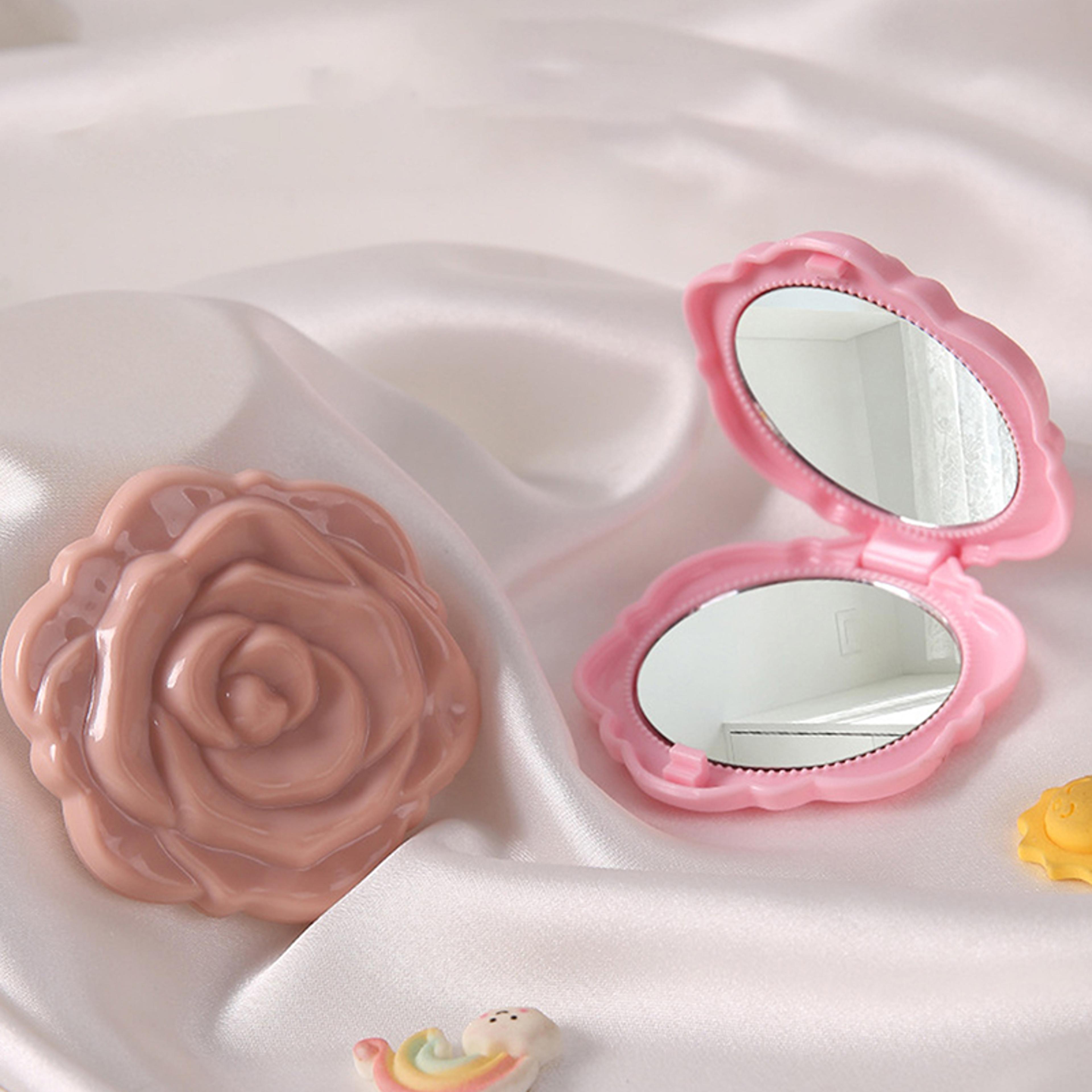 retro rose compact makeup mirror double-sided folding pocket mirror for travel & everyday touch-ups