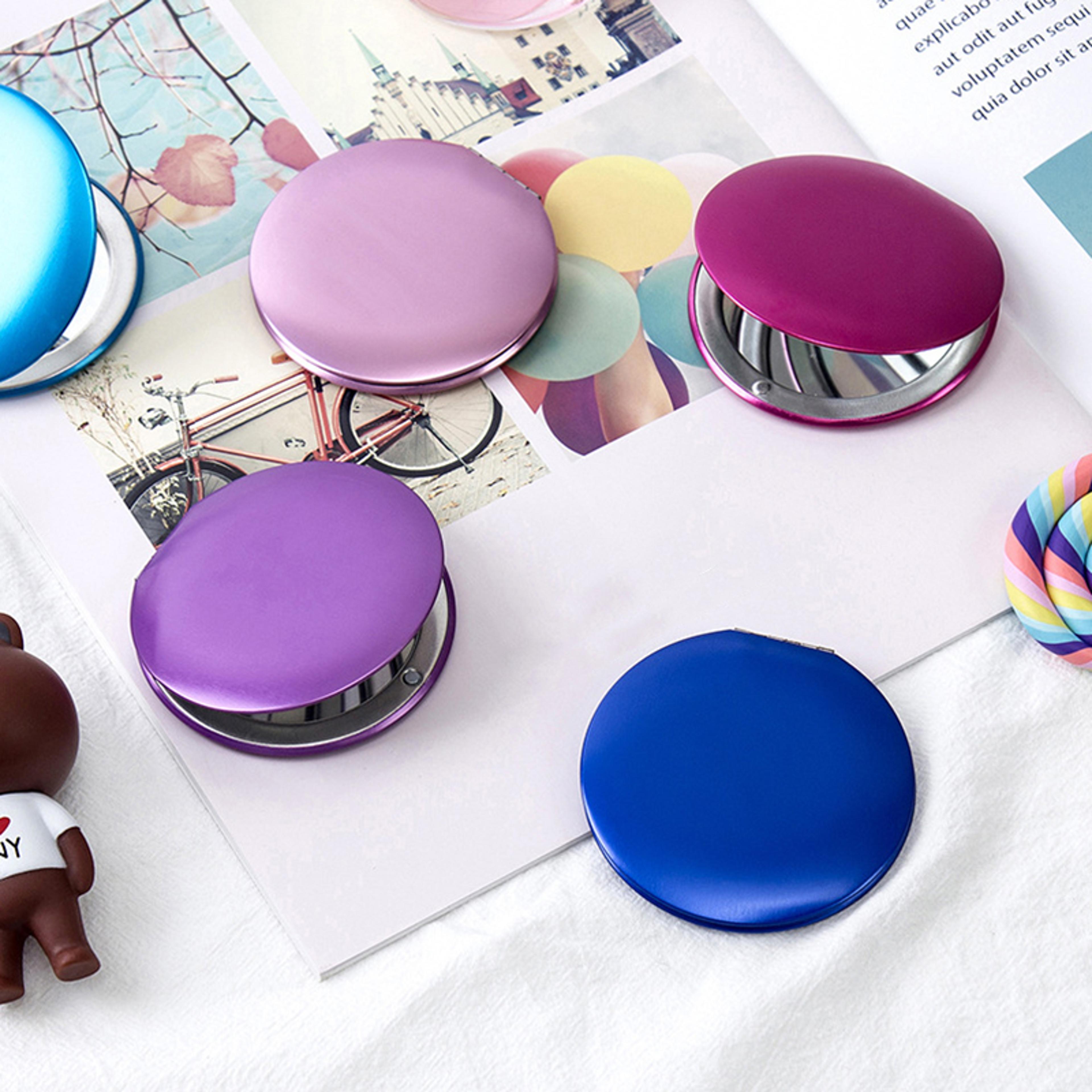 compact makeup mirror with magnifying side portable travel cosmetic mirror for purse & everyday touch ups