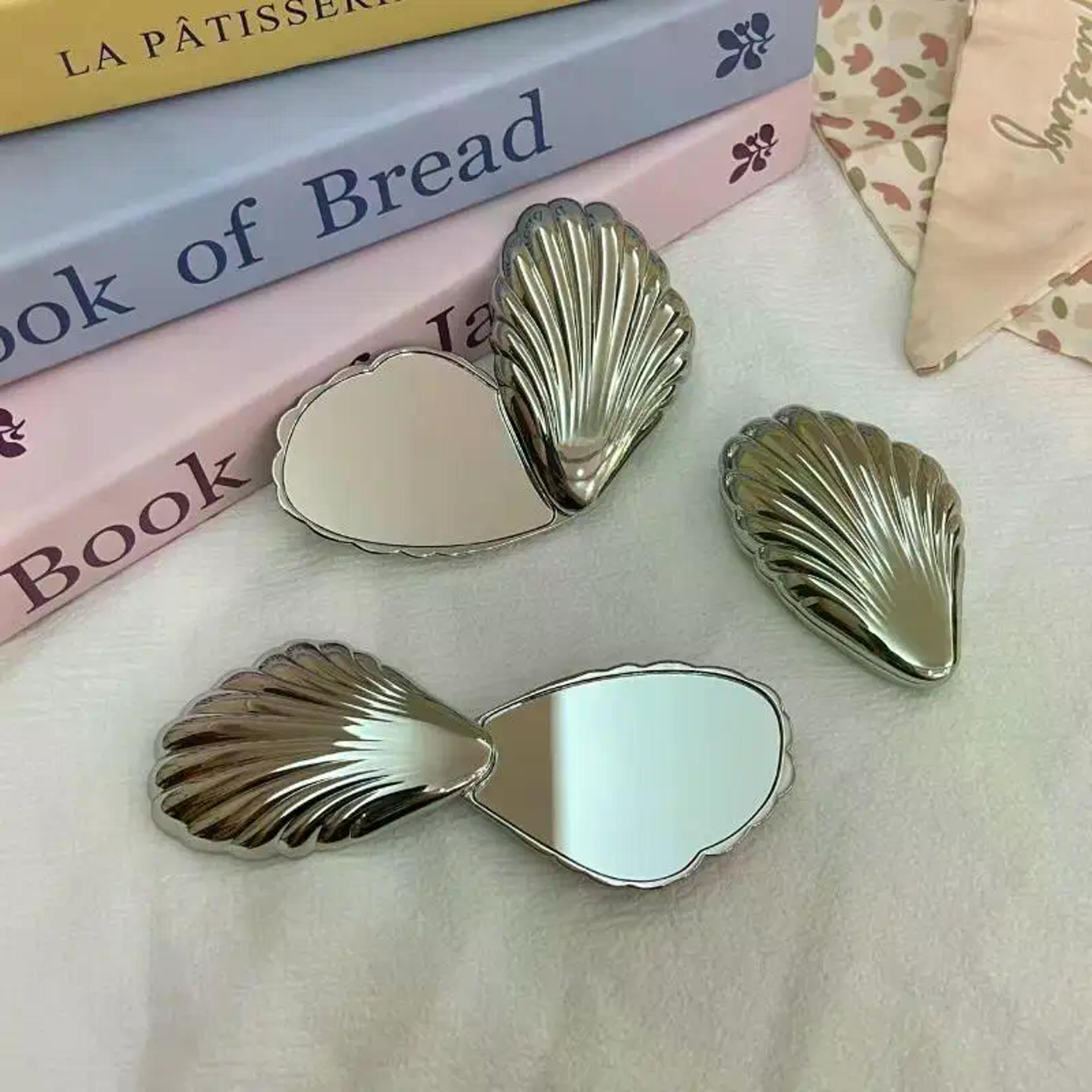 seashell compact makeup mirror travel double sided metal pocket mirror for purse