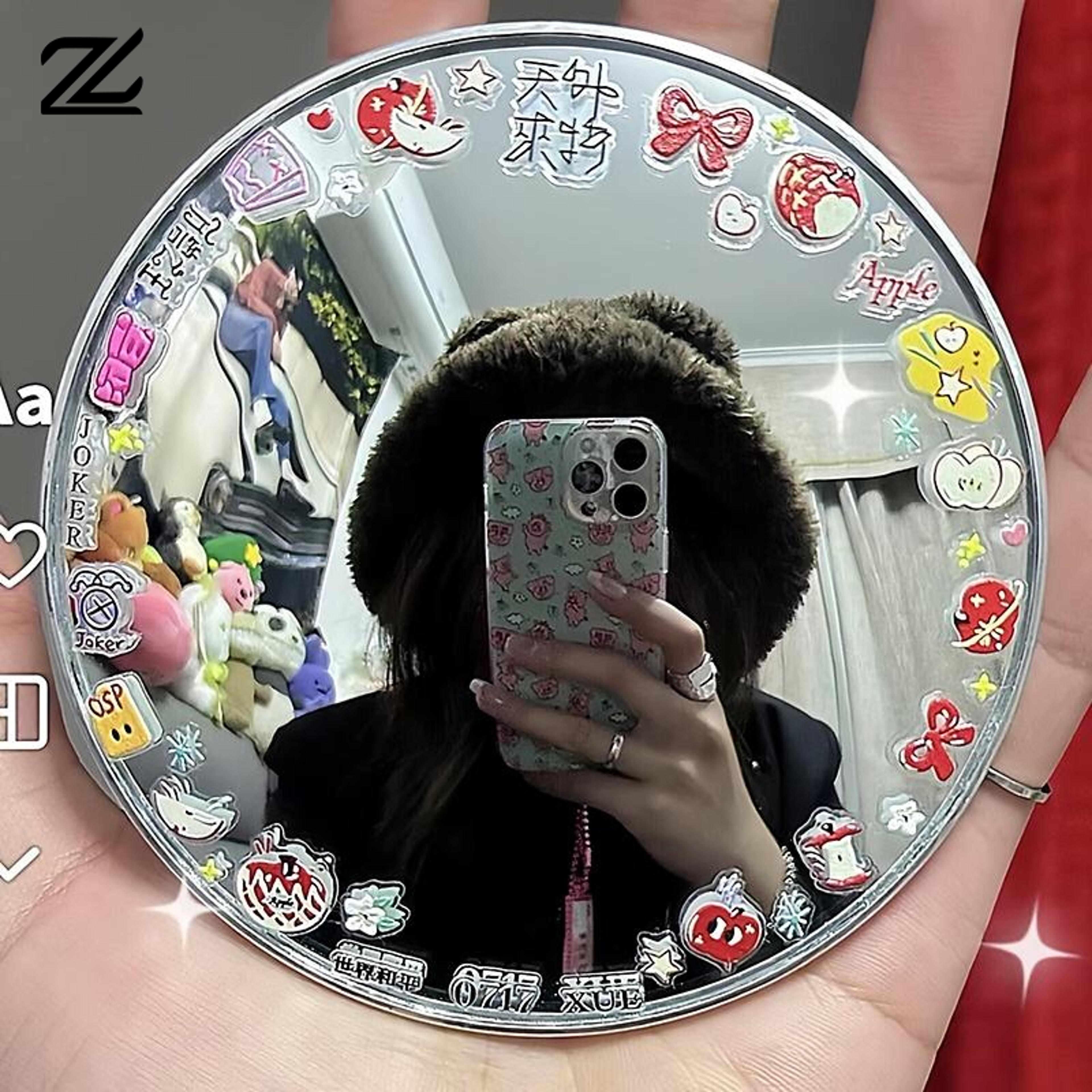 portable travel makeup mirror wide angle compact pocket mirror for makeup, selfies & photography