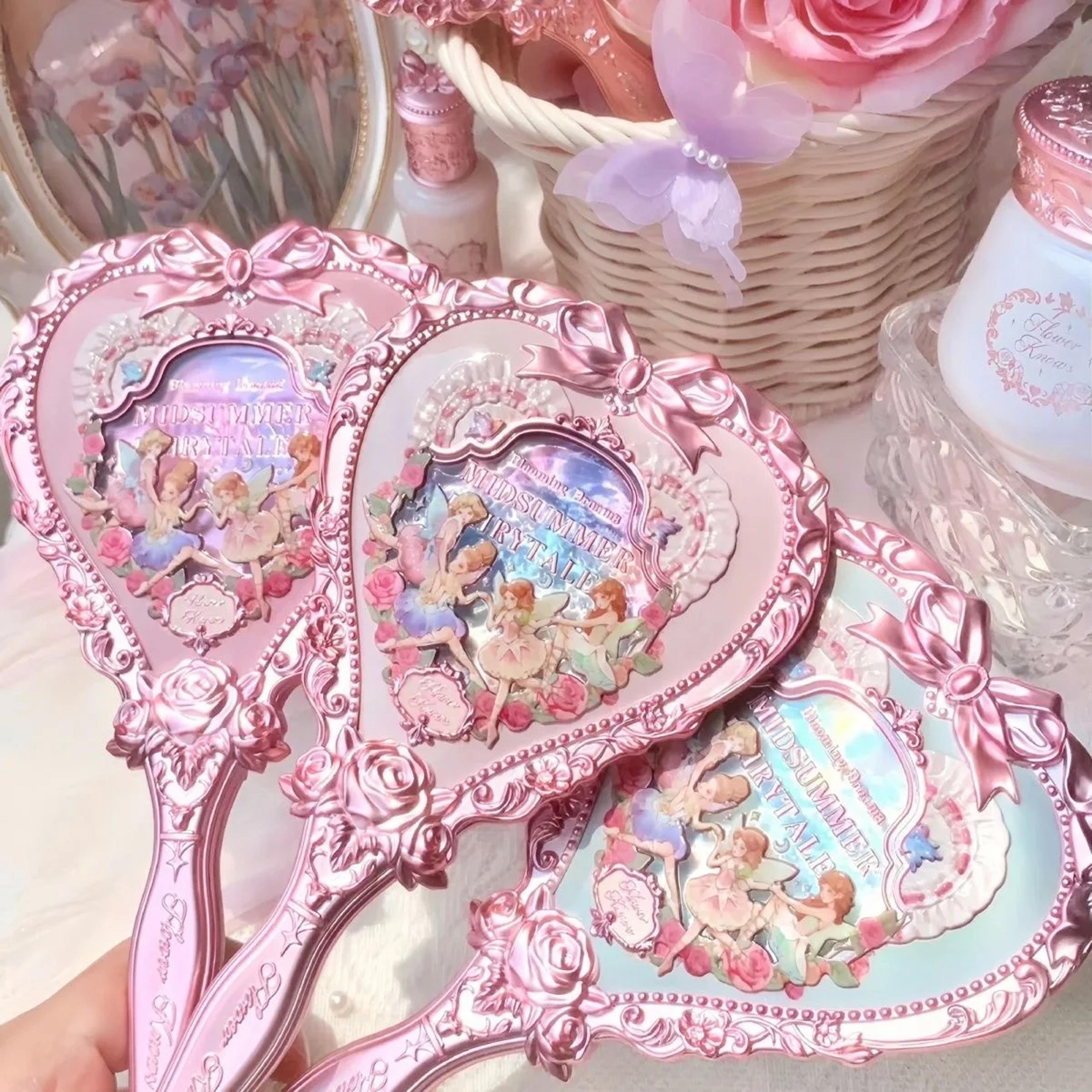 flower knows midsummer fairytales handheld makeup mirror heart shaped cute vanity mirror