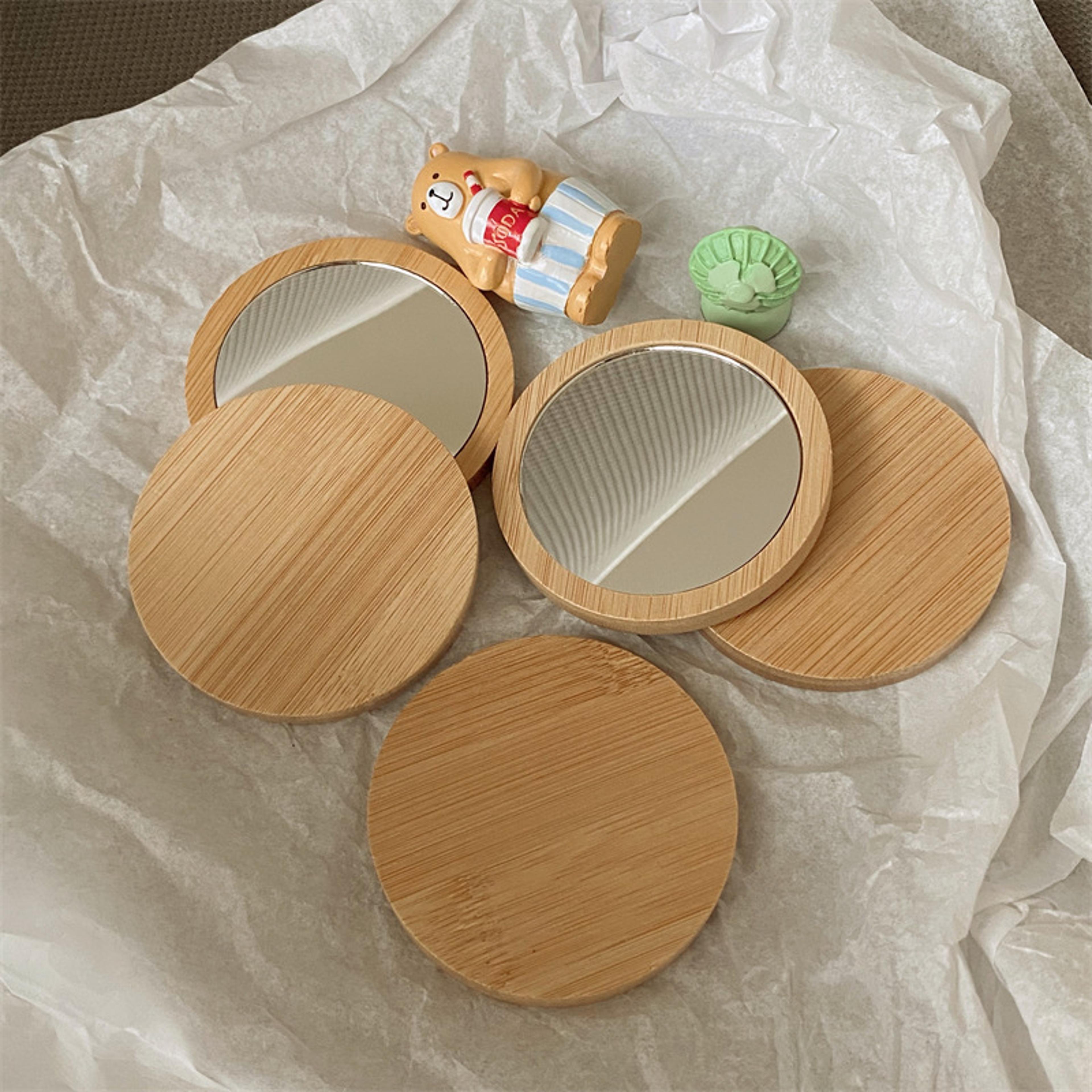 portable compact makeup mirror wooden pocket mirror double sided travel beauty mirror