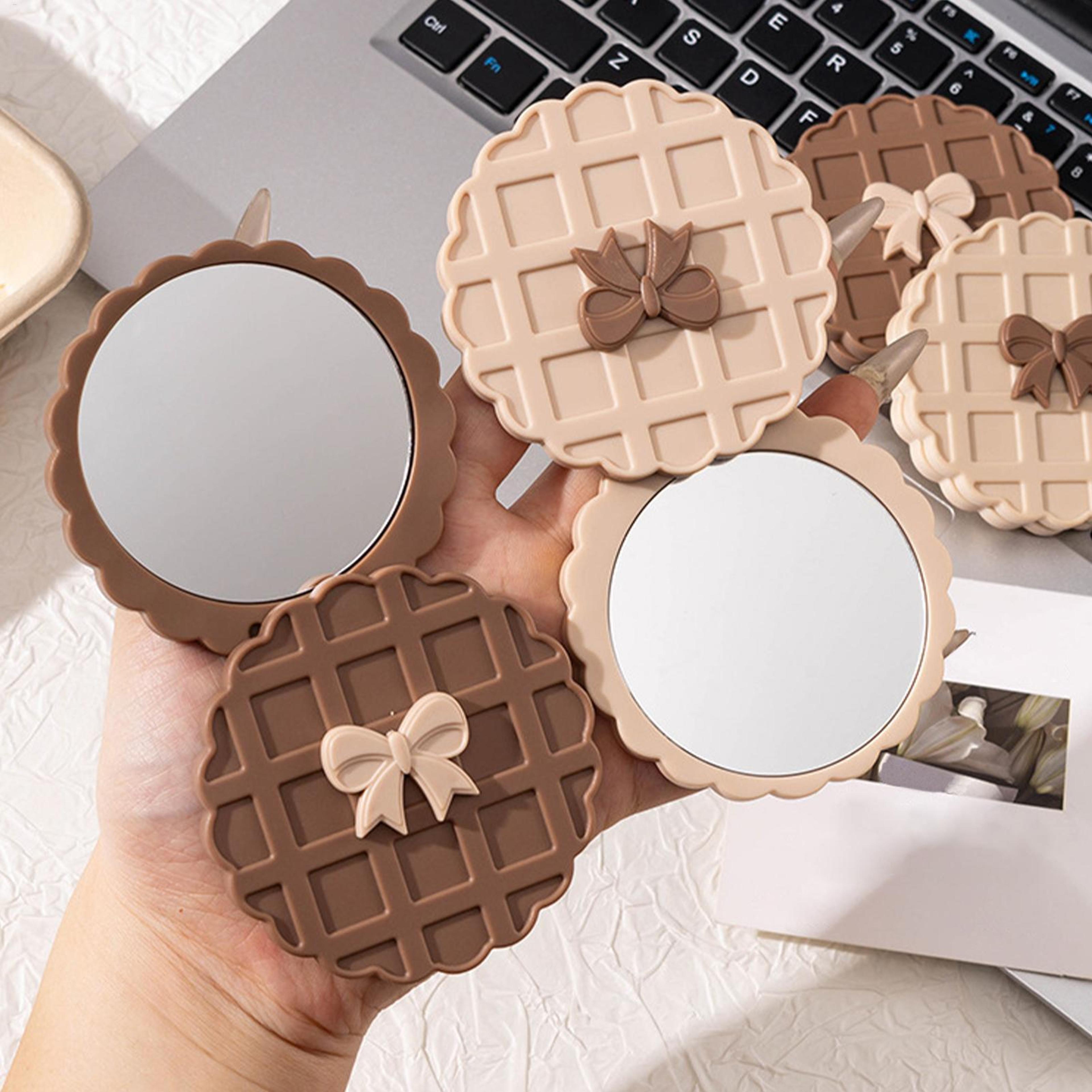 waffle compact makeup mirror double sided pocket mirror for travel and daily touch ups