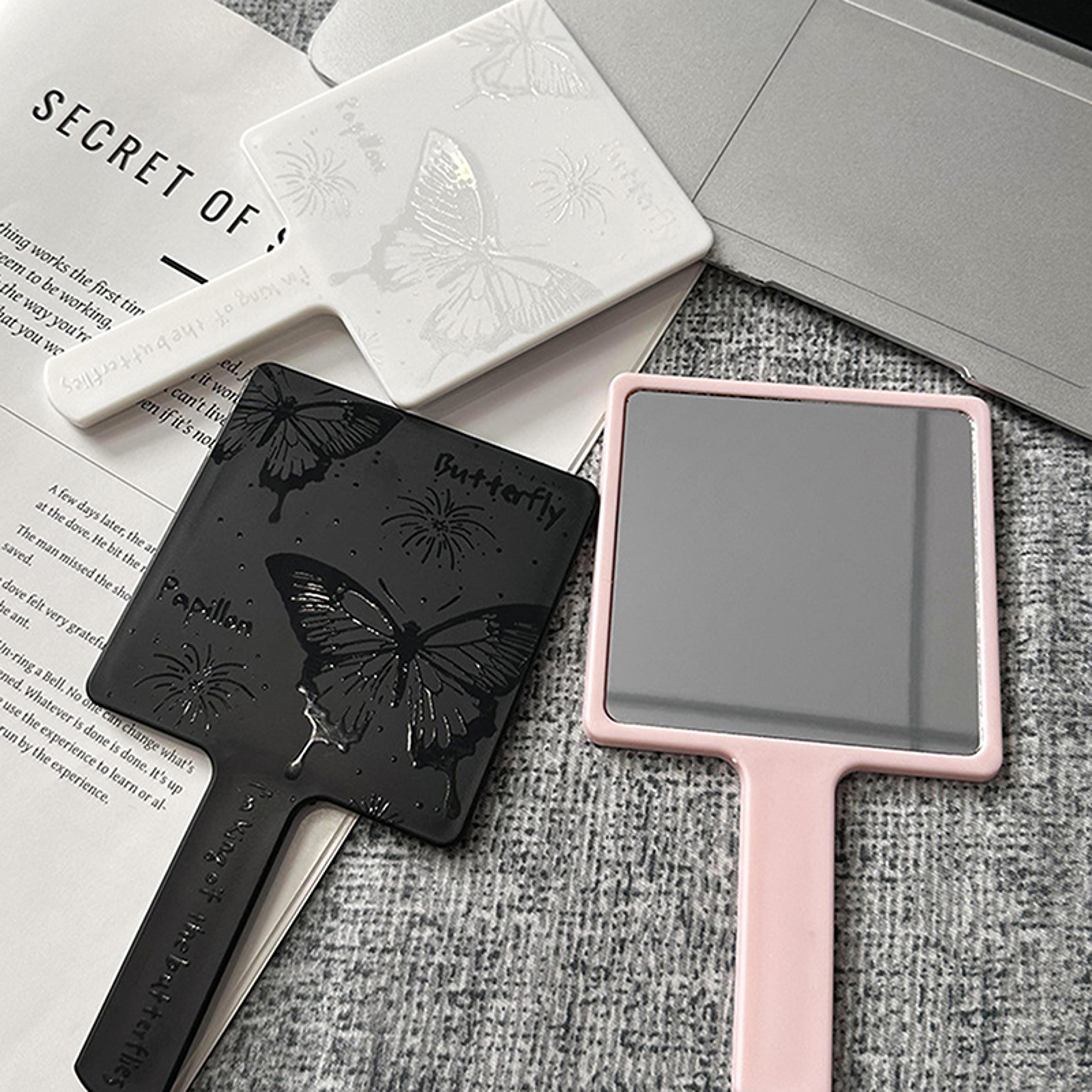 vintage butterfly handheld makeup mirror portable square vanity mirror for travel & daily beauty