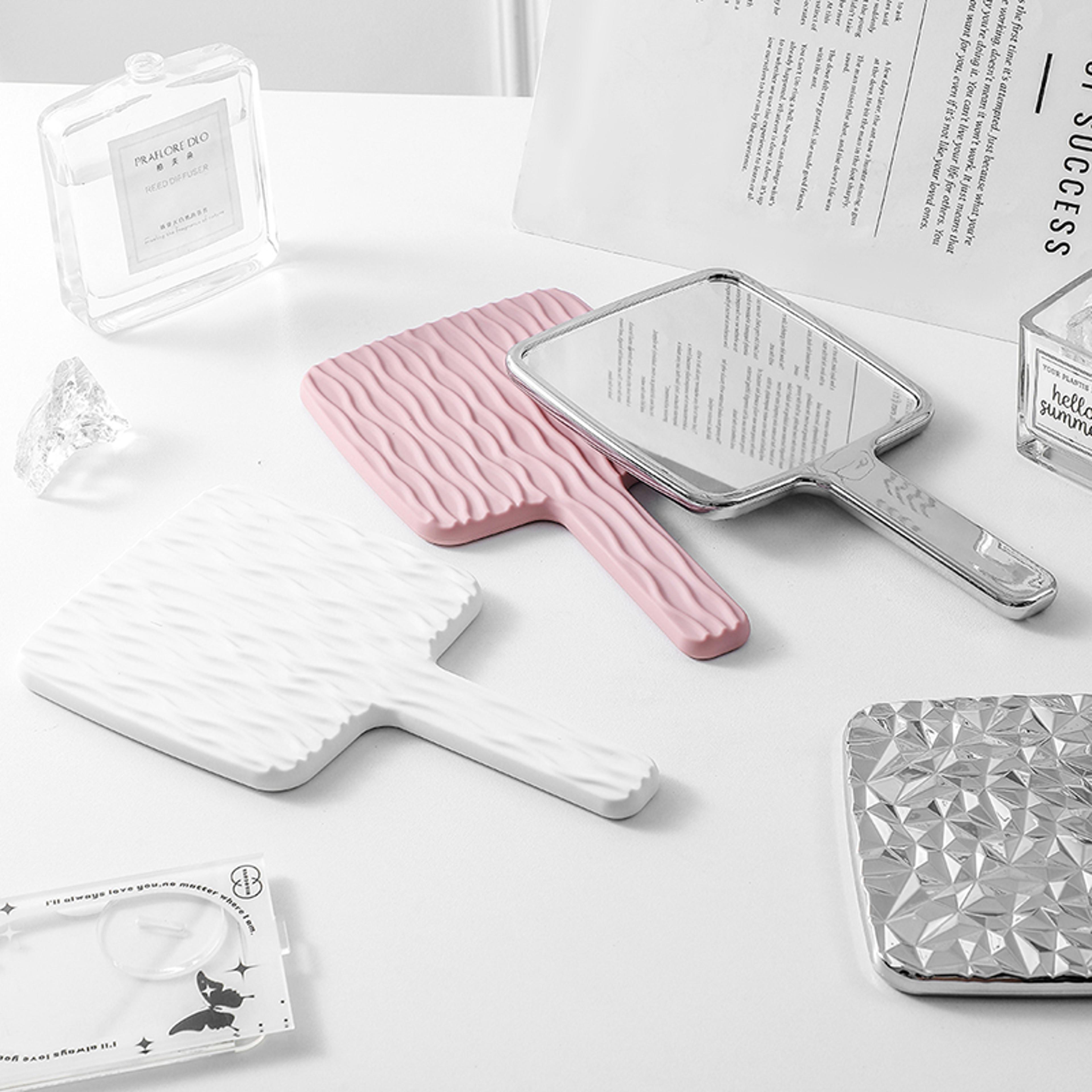 portable handheld makeup mirror travel makeup mirror with desktop stand compact vanity mirror