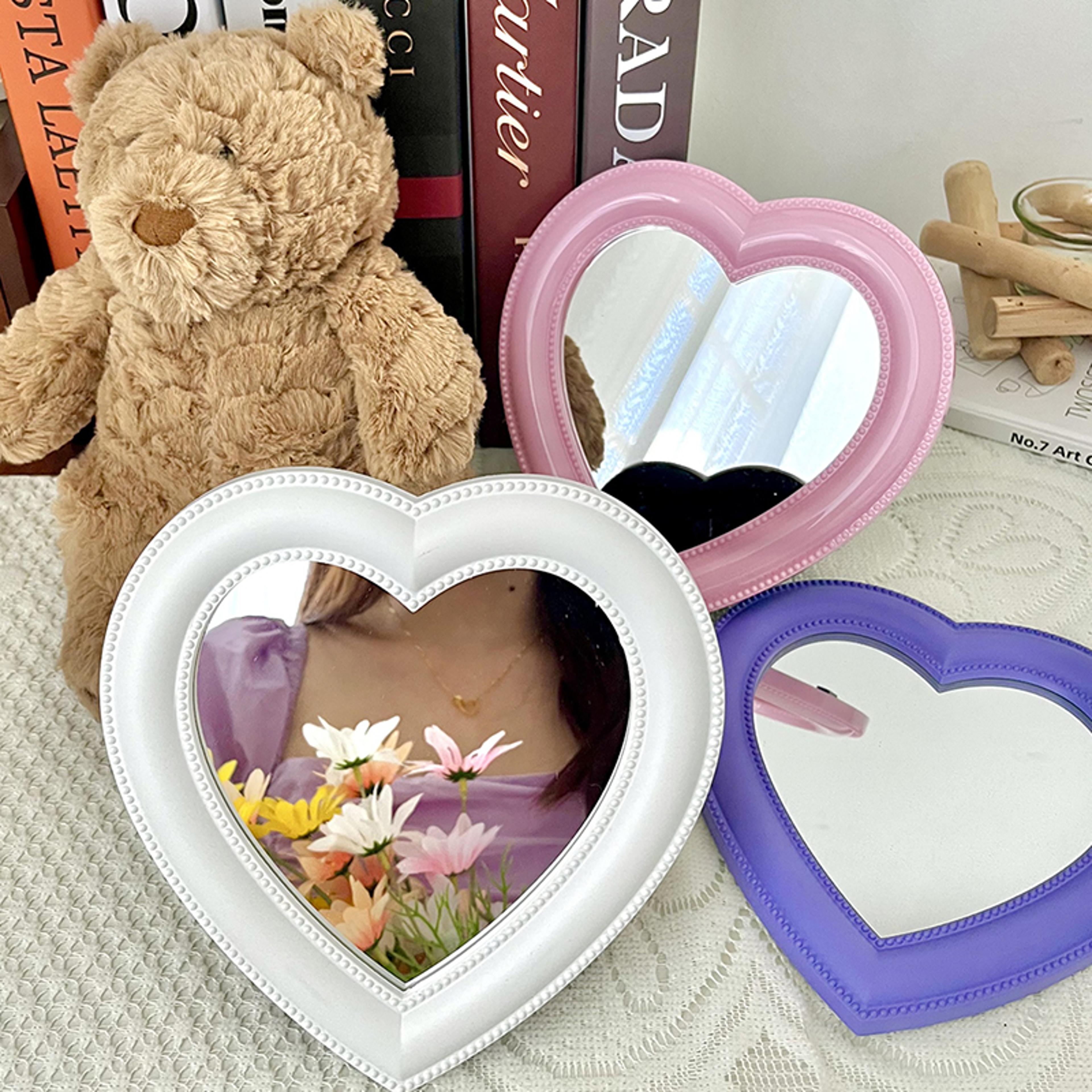 heart shaped makeup mirror rotating desktop vanity mirror for dorm room decor & daily beauty