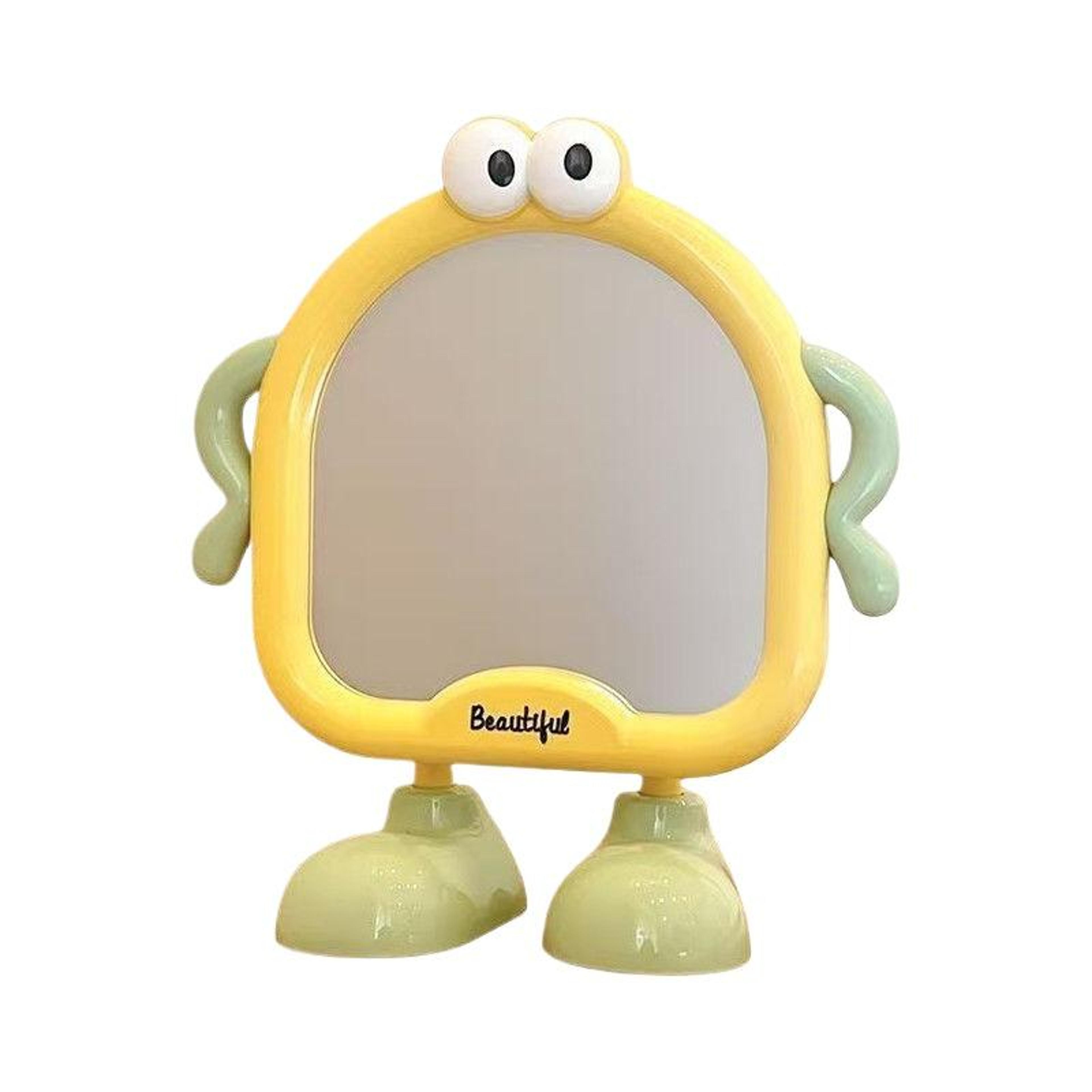 cute cartoon desktop makeup mirror with stand portable kids vanity mirror for bedroom, desk & travel