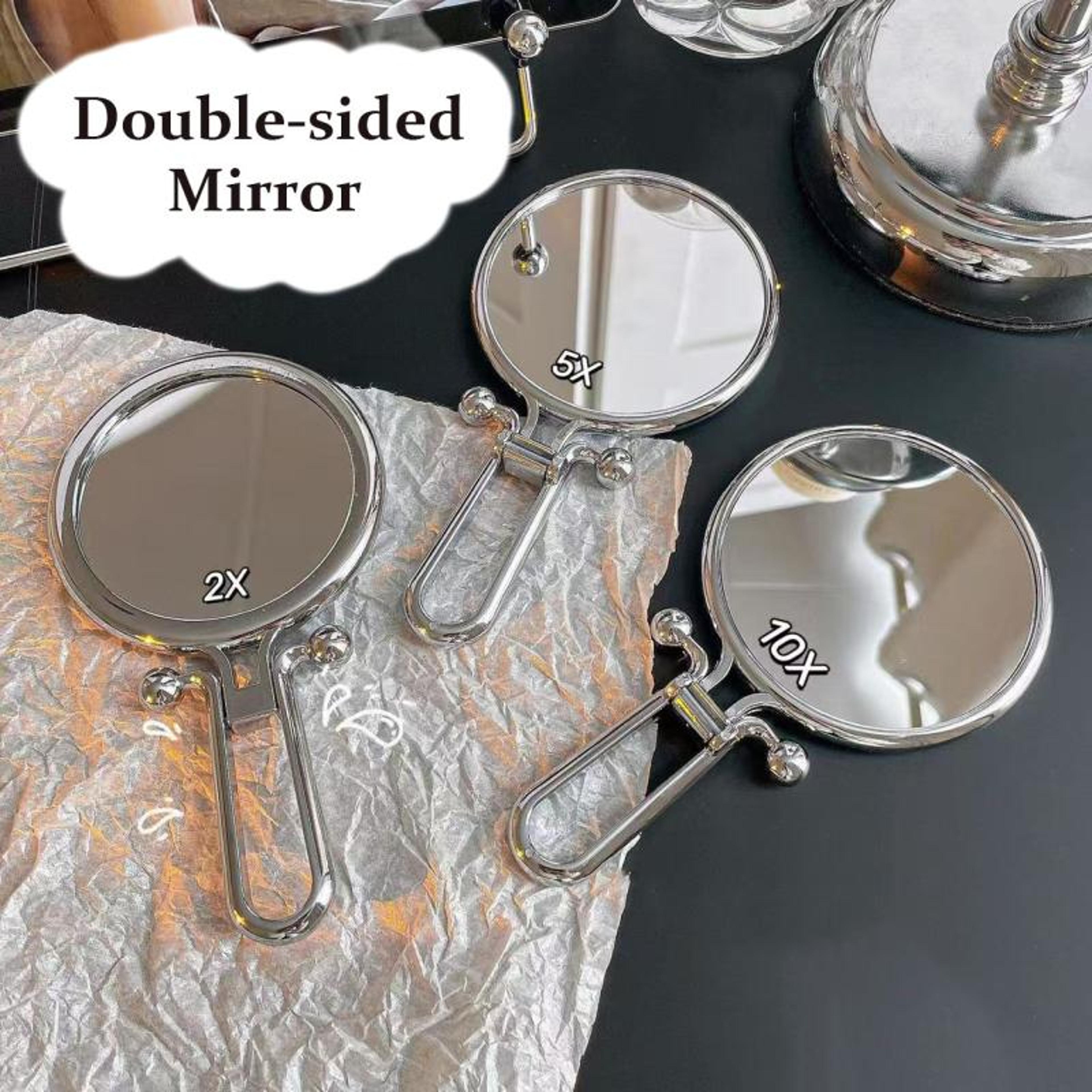portable makeup mirror with magnification double sided folding vanity mirror